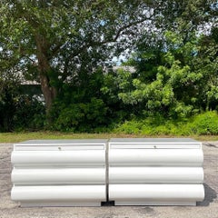 Late 20th Century Vintage Contemporary Bull Nose Laminate Nightstands. - a Pair