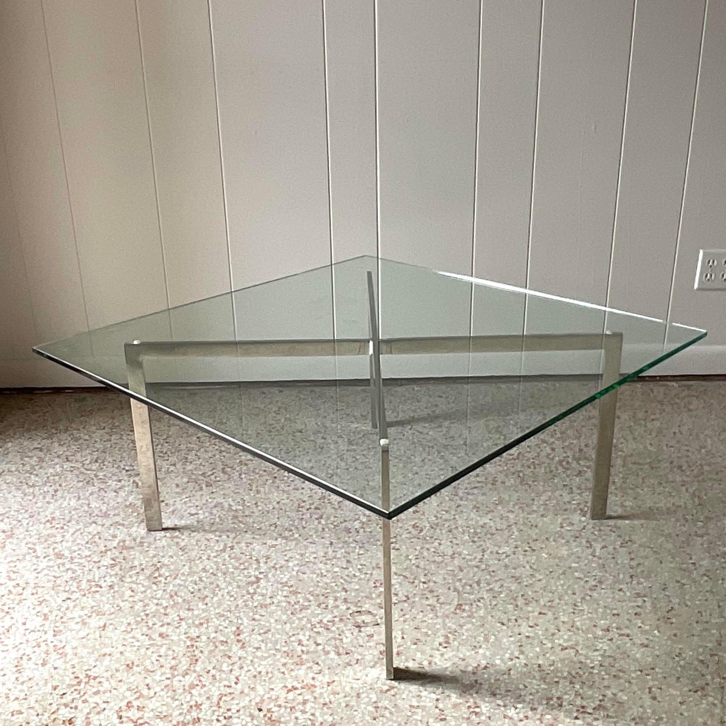 Metal Late 20th Century Vintage Contemporary Tagged Milo Baughman Coffee Table For Sale