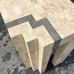 Late 20th Century Vintage Contemporary Tessellated Stone Skyscraper Table