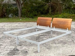 Late 20th Century Vintage Contemporary Wood Flared Twin Beds - a Pair