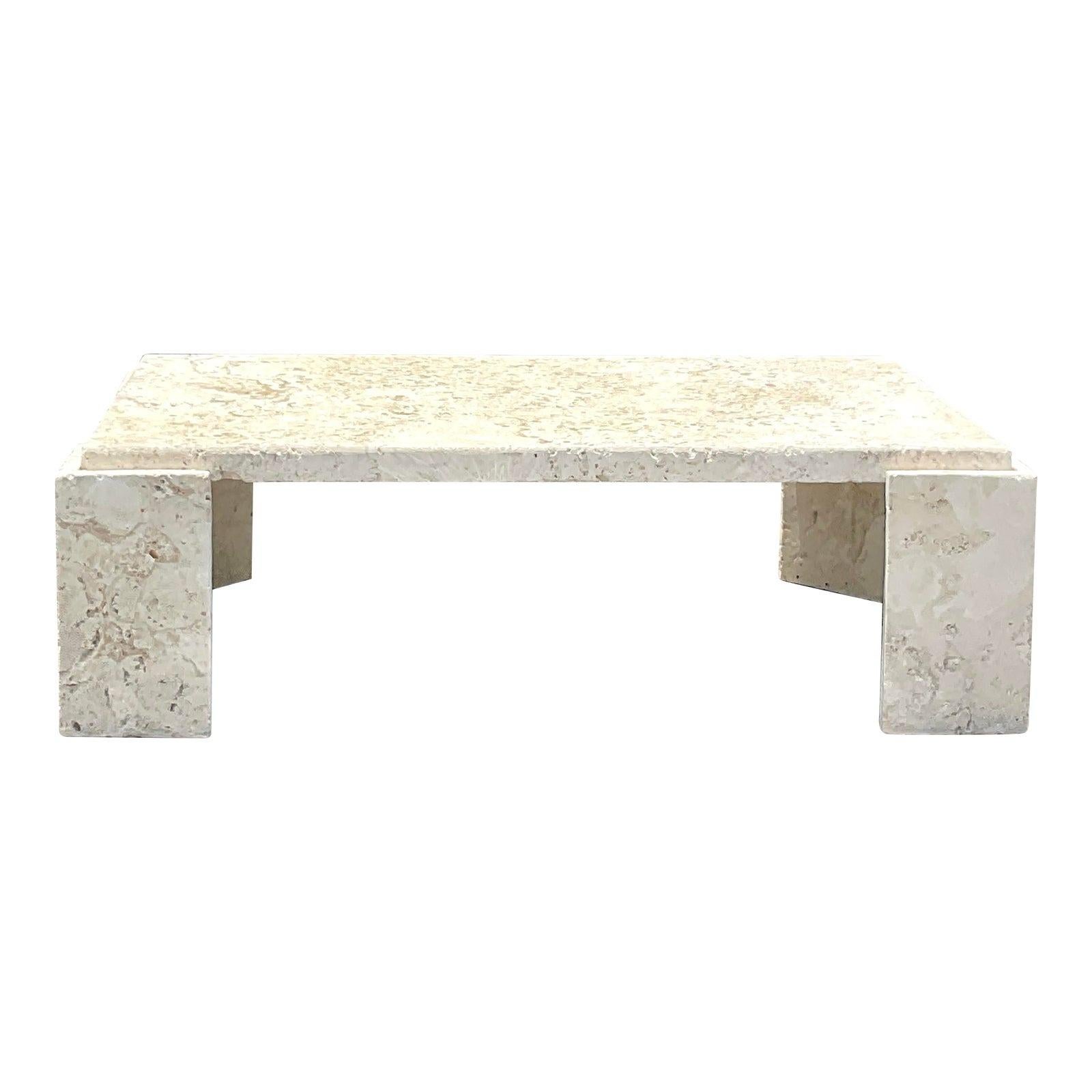 Late 20th Century Vintage Coquina Stone Coffee Table In Good Condition In West Palm Beach, FL