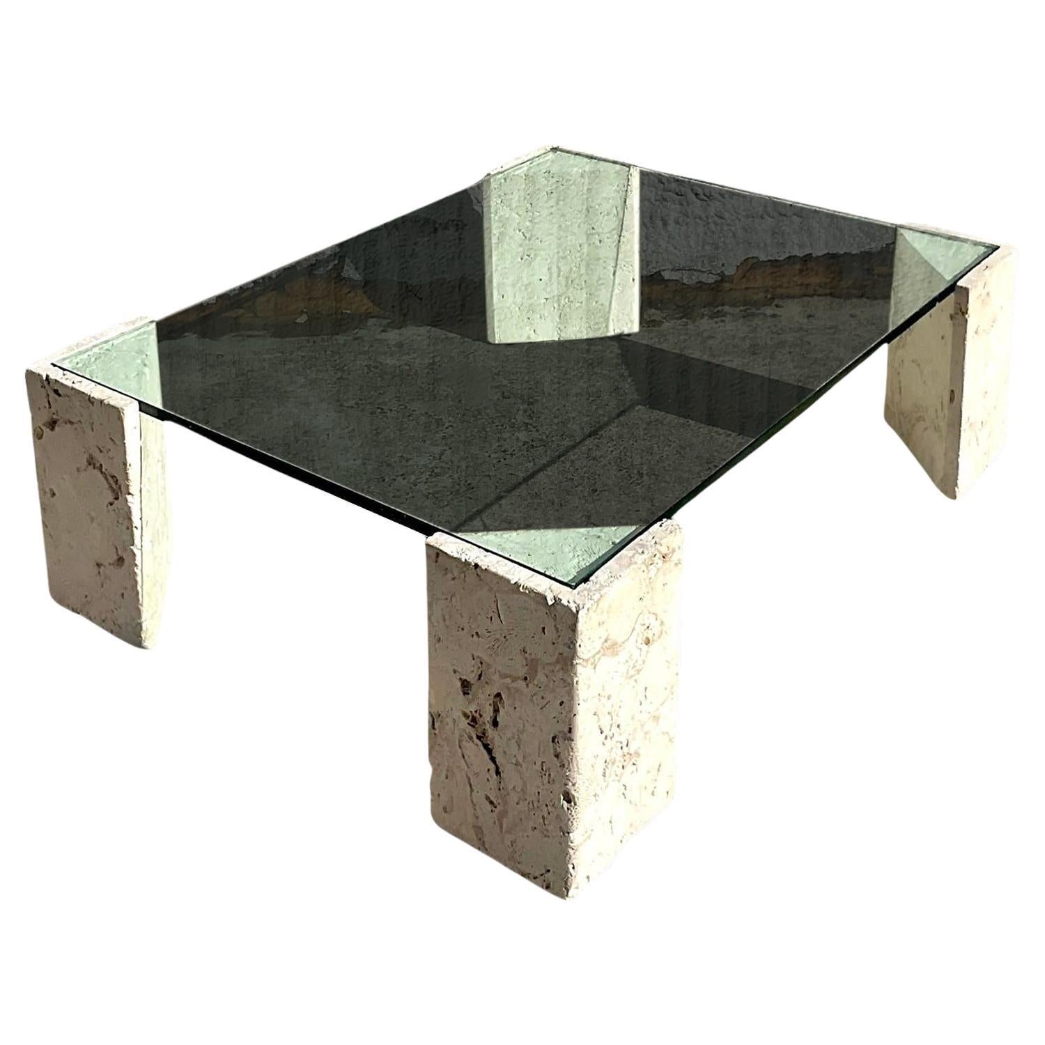 Late 20th Century Vintage Costal Coquina Stone Coffee Table For Sale