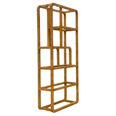 Late 20th Century Vintage Costal Wrapped Rattan Etagere