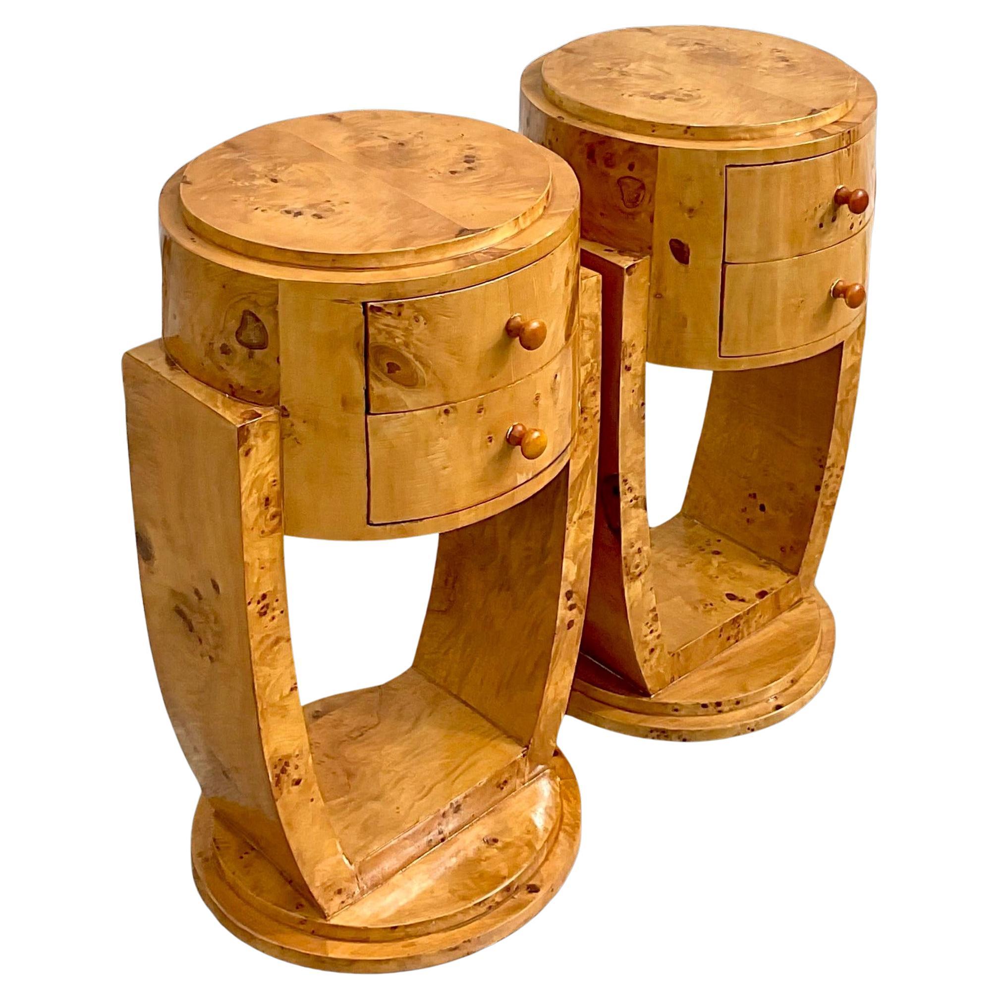 Pair of 20th Century National Mt. Airy Biedermeier Wood Nightstands at