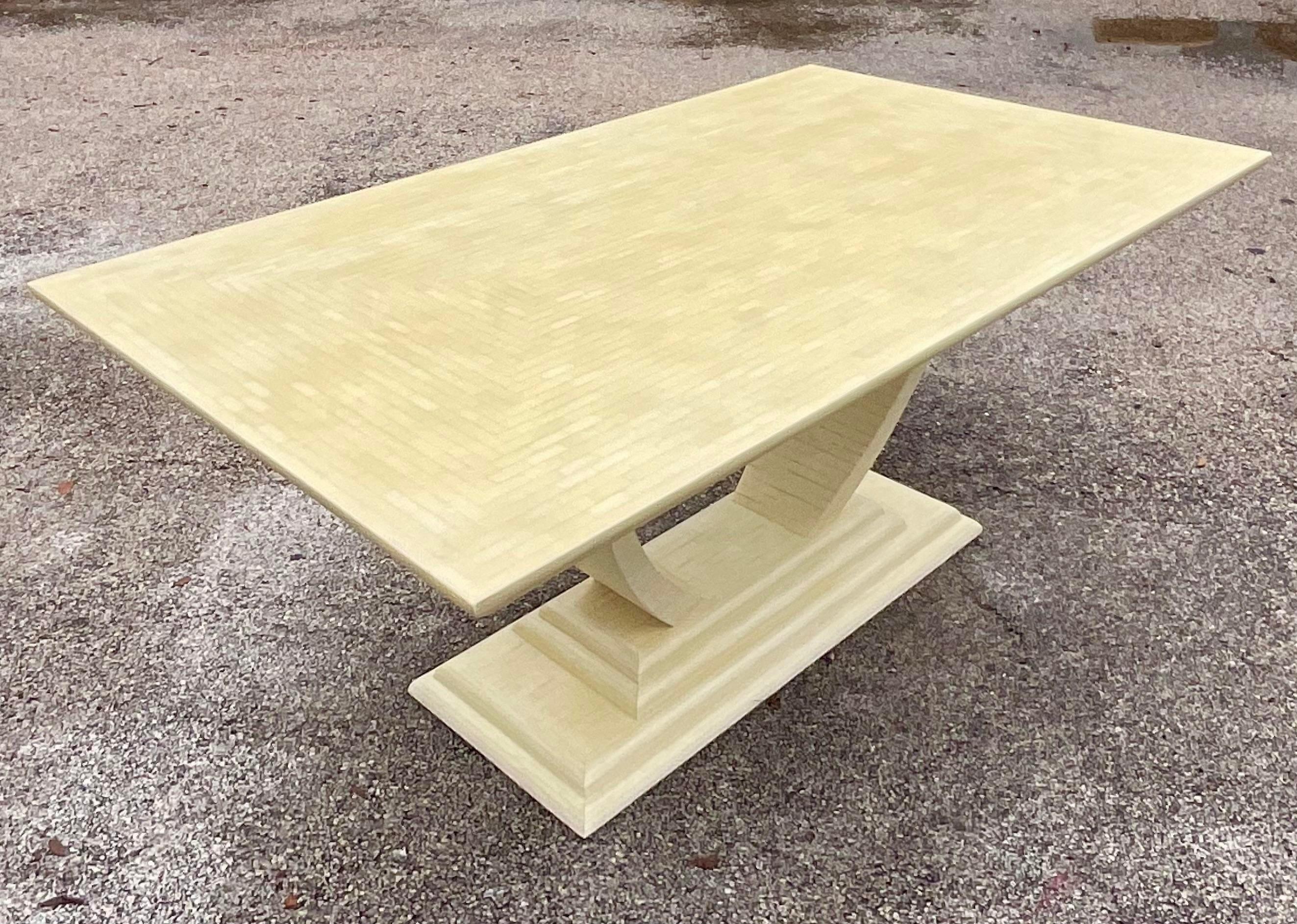 Late 20th Century Vintage Deco Tessallated Bone Jimeco Dining Table In Good Condition For Sale In west palm beach, FL