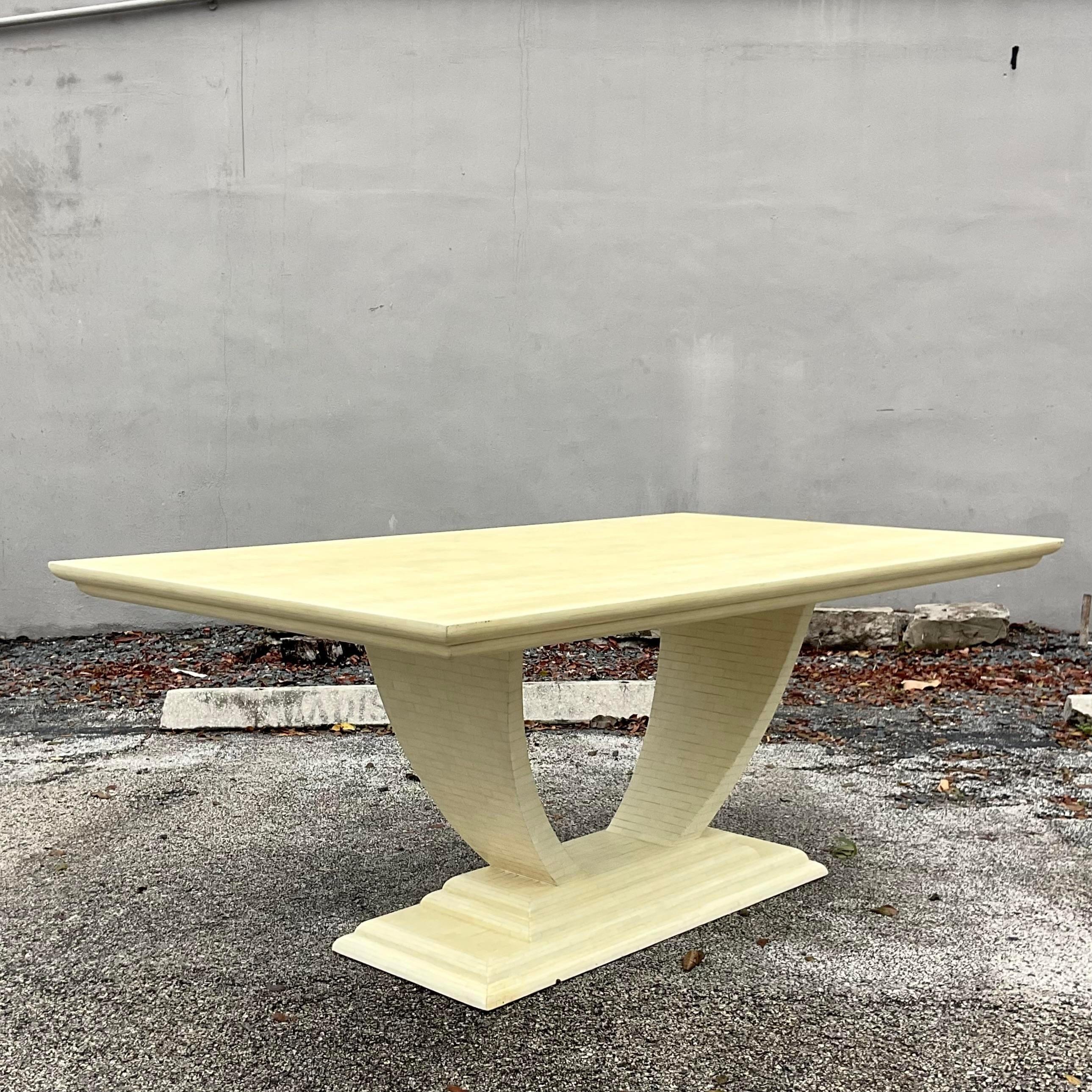 Late 20th Century Vintage Deco Tessallated Bone Jimeco Dining Table For Sale 3