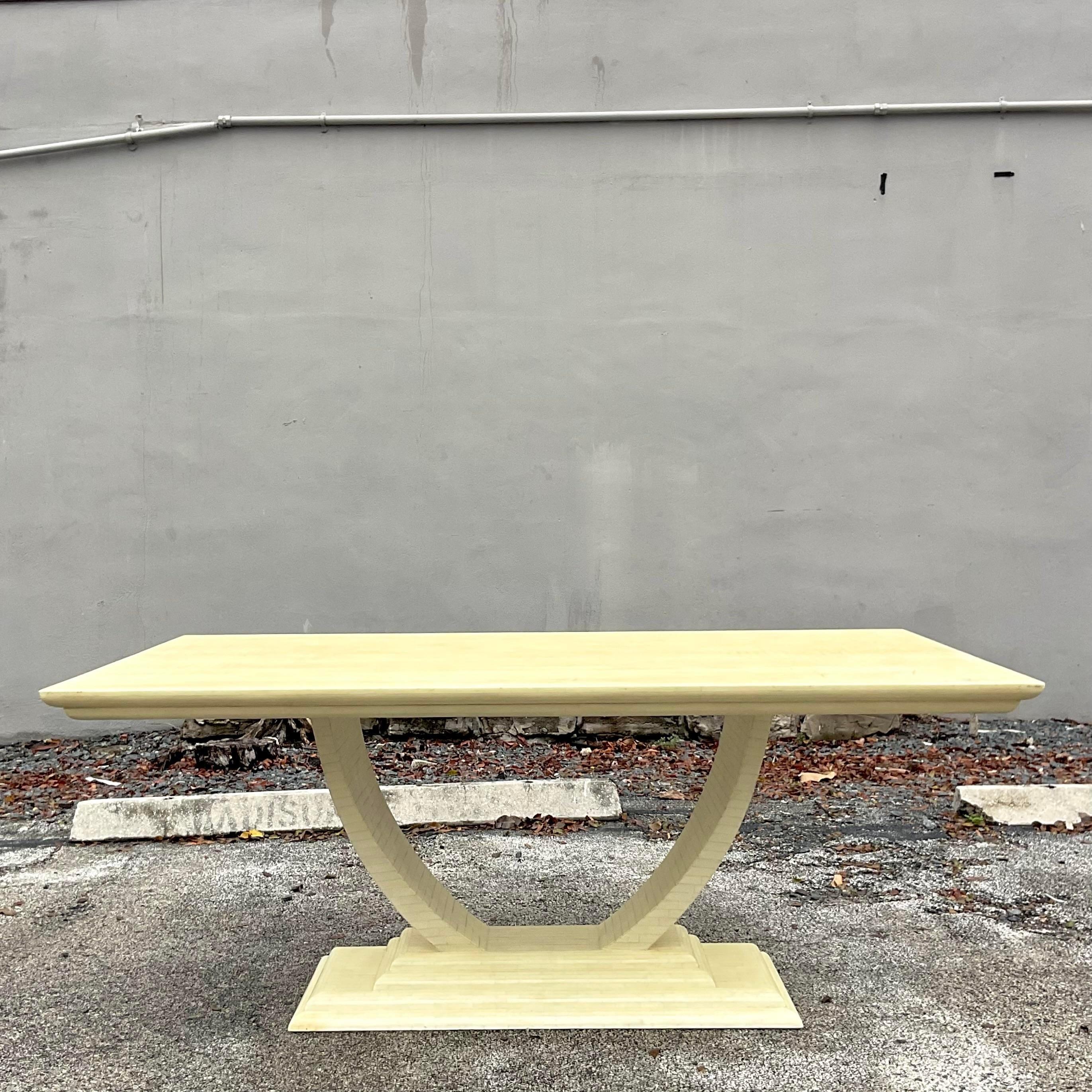 Late 20th Century Vintage Deco Tessallated Bone Jimeco Dining Table For Sale 4