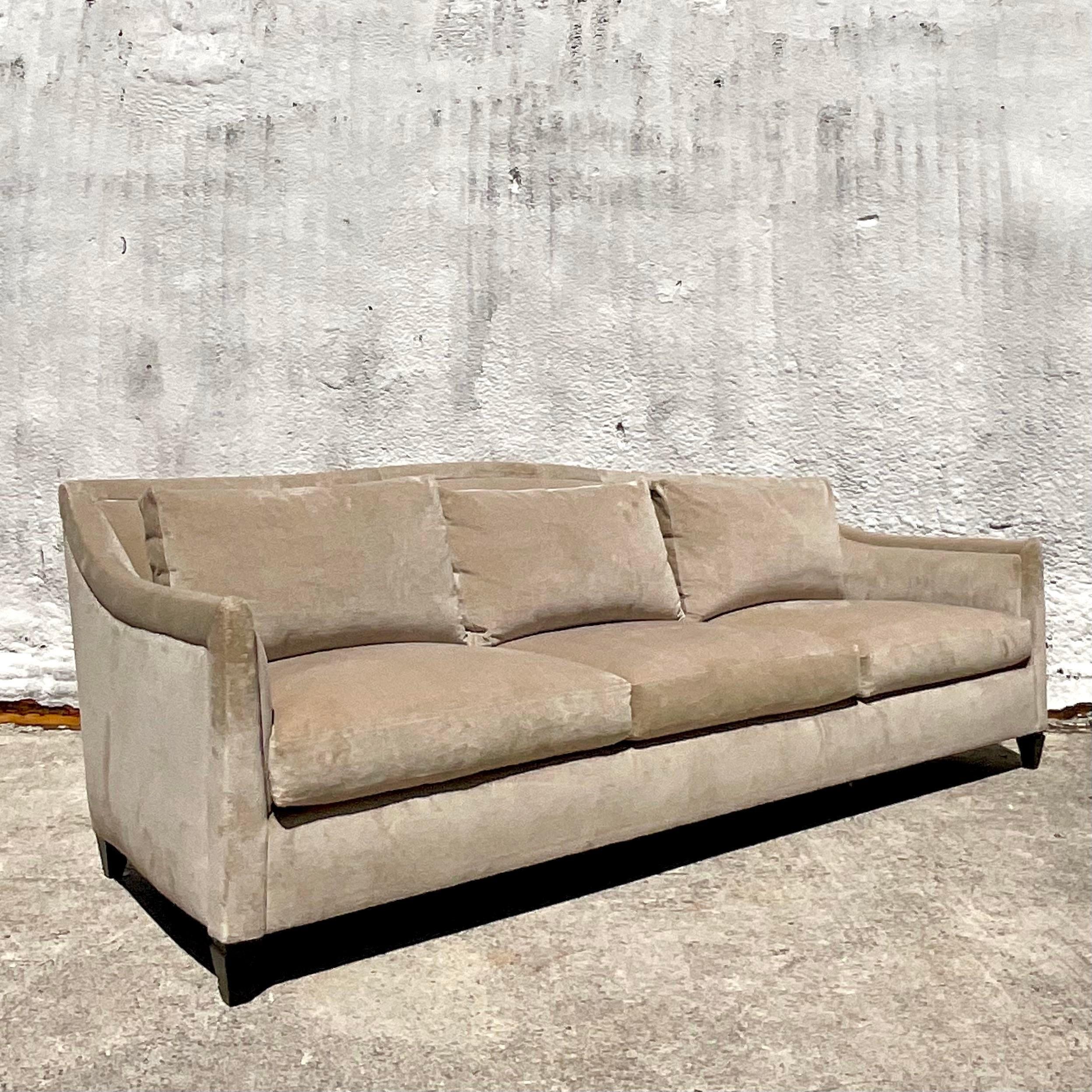 Late 20th Century Vintage Donghia Velvet Sofa In Good Condition In West Palm Beach, FL