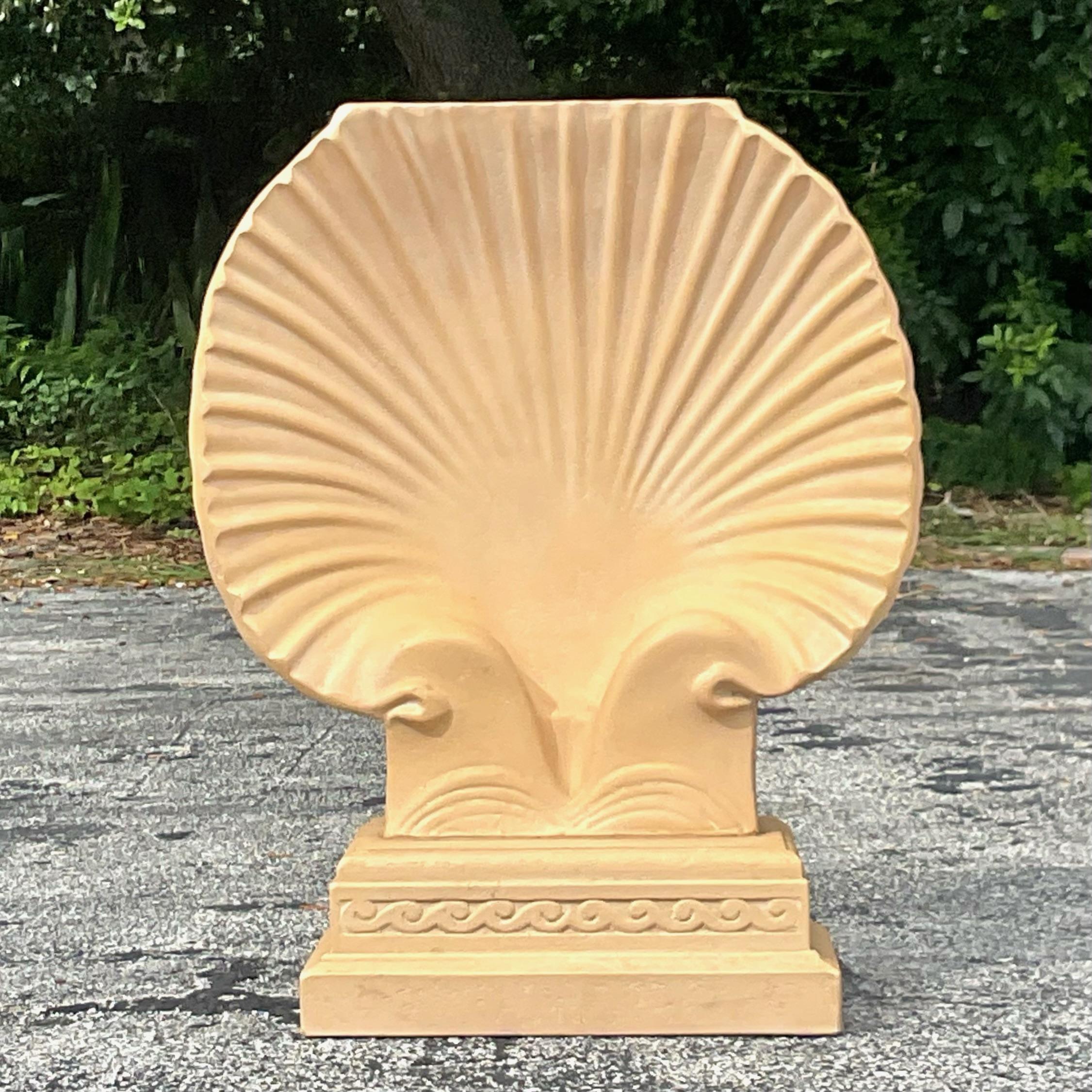 Late 20th Century Vintage Fiberglass Shell Console Pedestal In Good Condition In west palm beach, FL