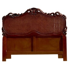 Late 20th Century Retro French Style Intricate Cane Headboard in Queen
