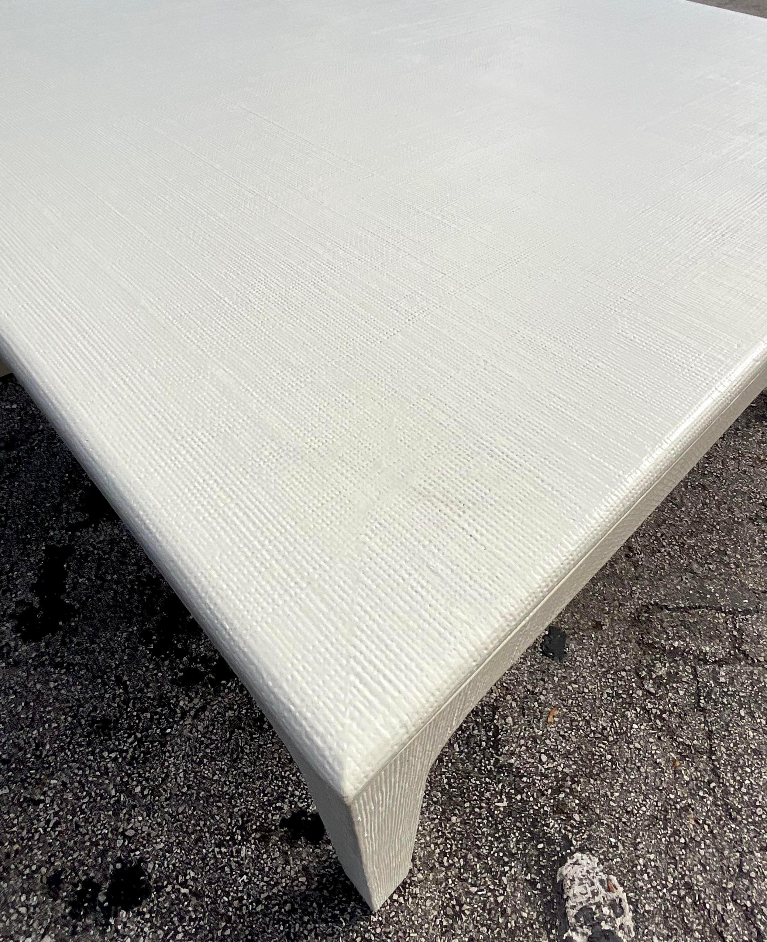 Late 20th Century Vintage Grasscloth Dining Table After Harrison Van Horn 1