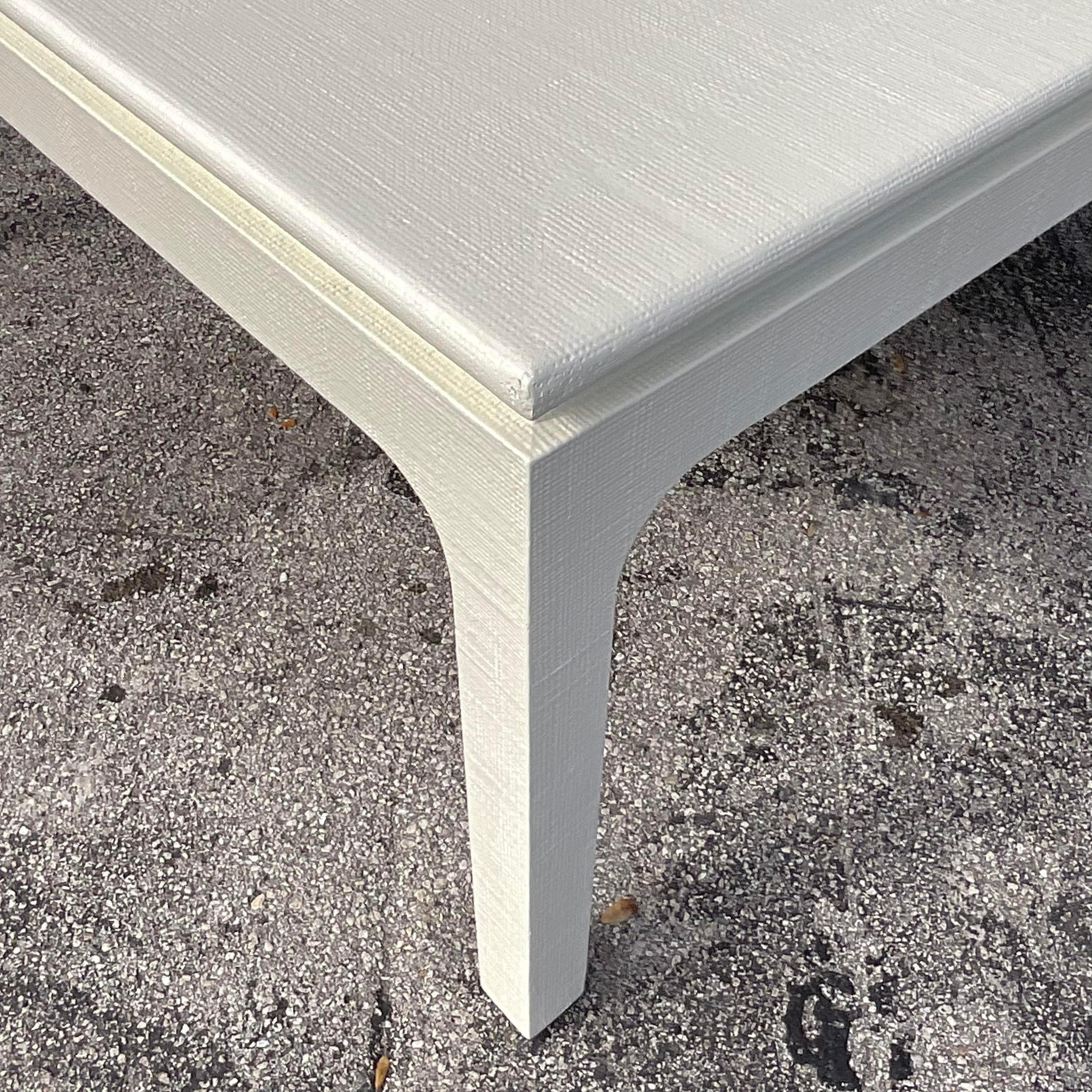 Late 20th Century Vintage Grasscloth Dining Table After Harrison Van Horn 2