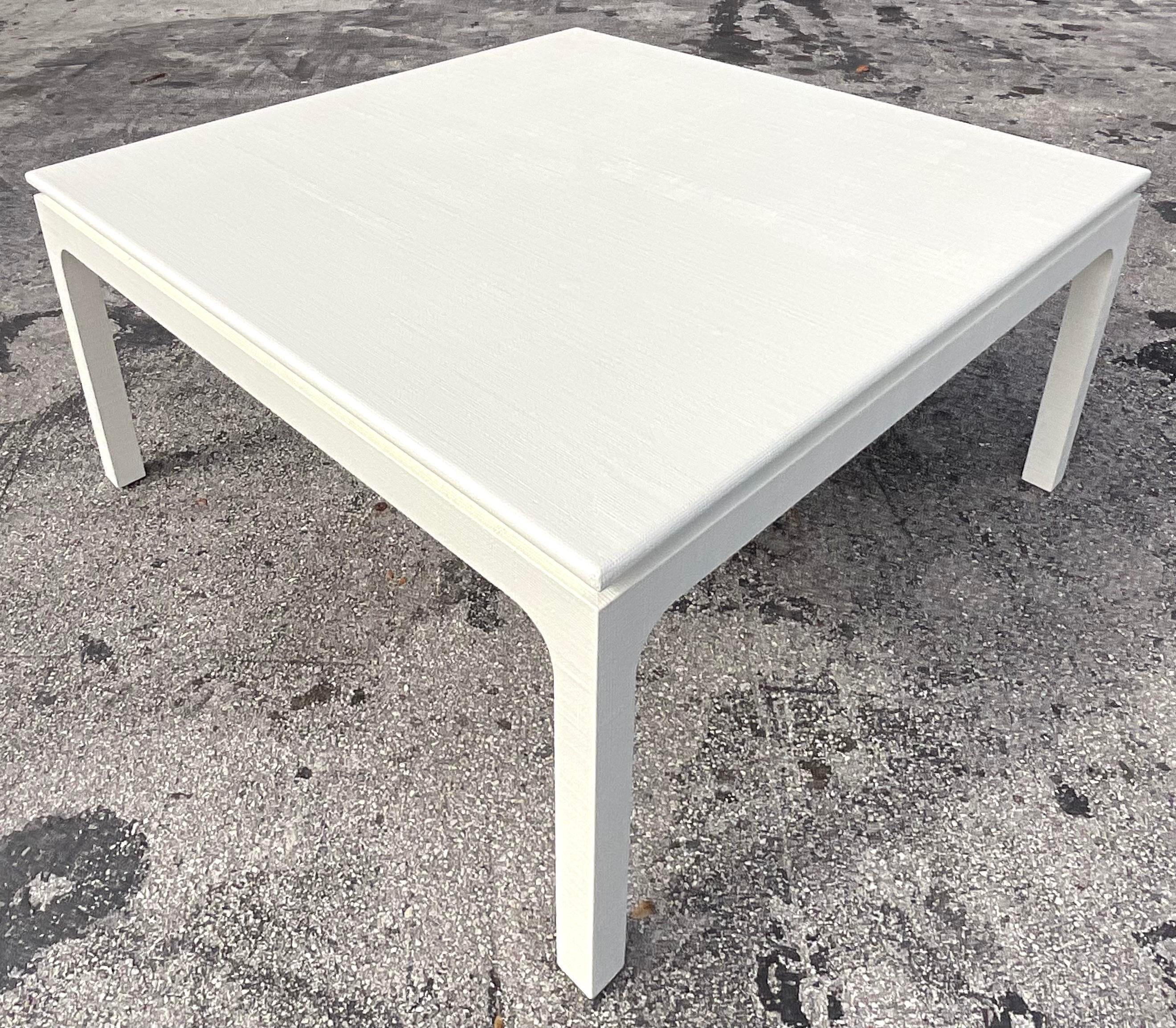 Late 20th Century Vintage Grasscloth Dining Table After Harrison Van Horn 4