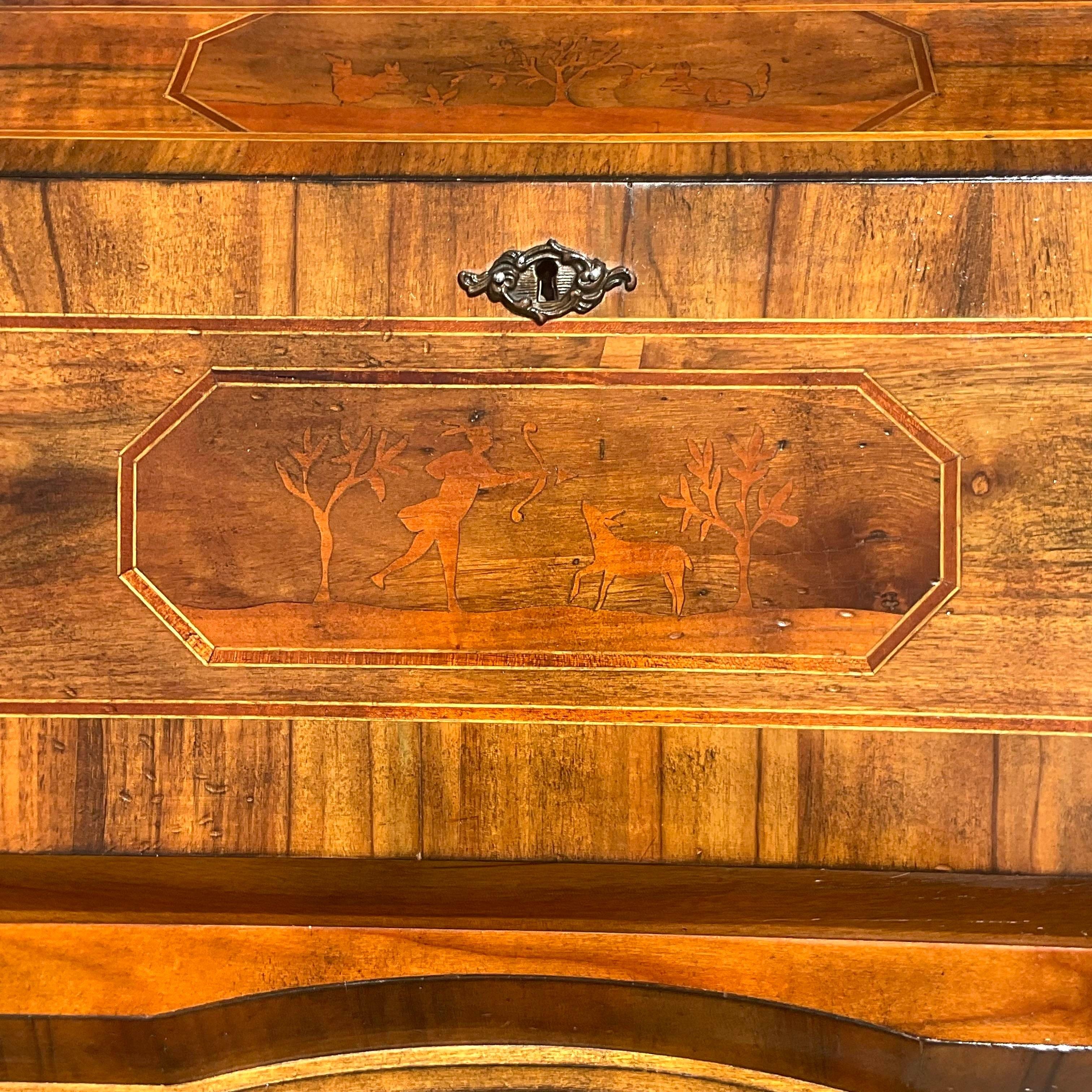 Late 20th Century Vintage Italian Inlaid Animal Marquetry Writing Desk In Good Condition For Sale In west palm beach, FL