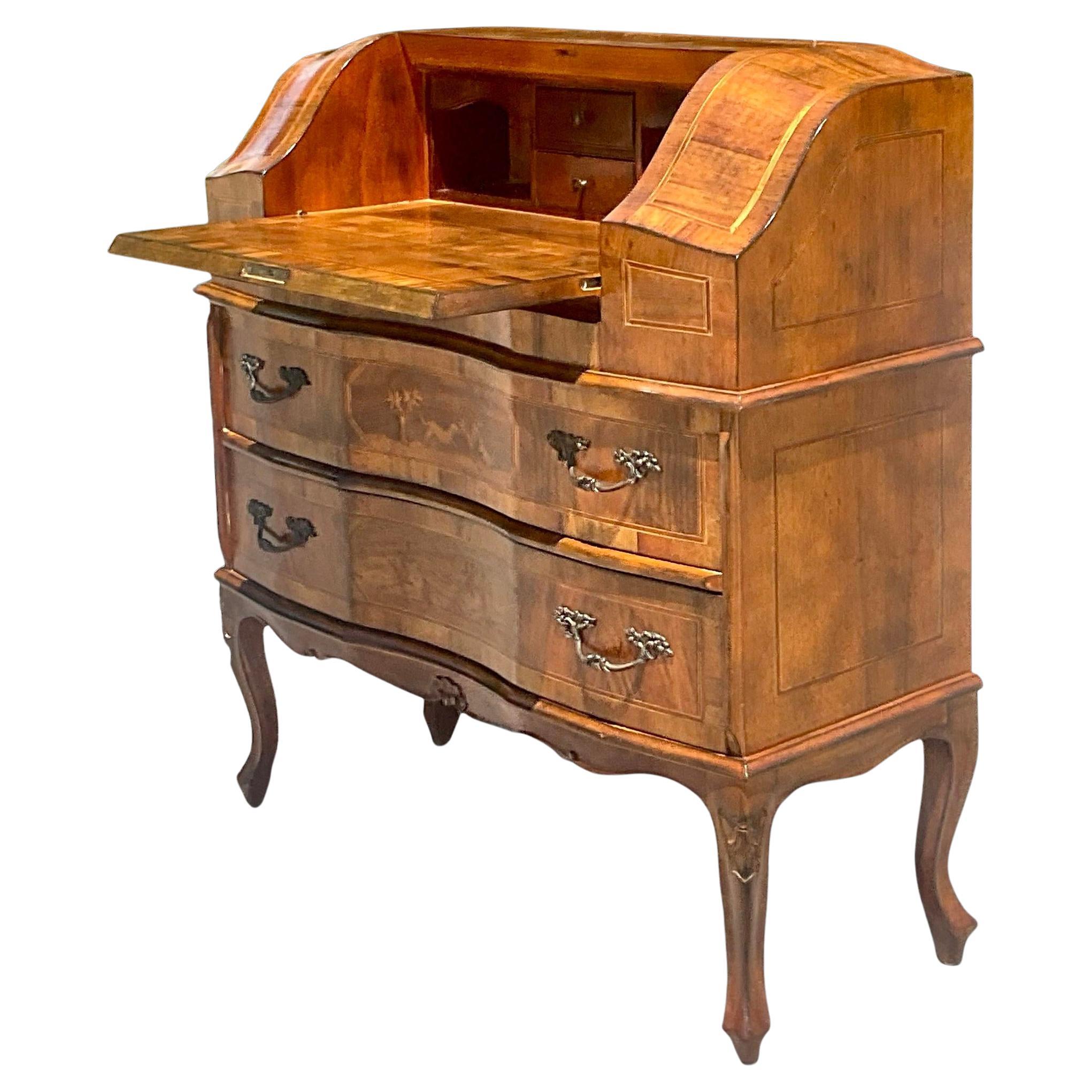 Late 20th Century Vintage Italian Inlaid Animal Marquetry Writing Desk For Sale