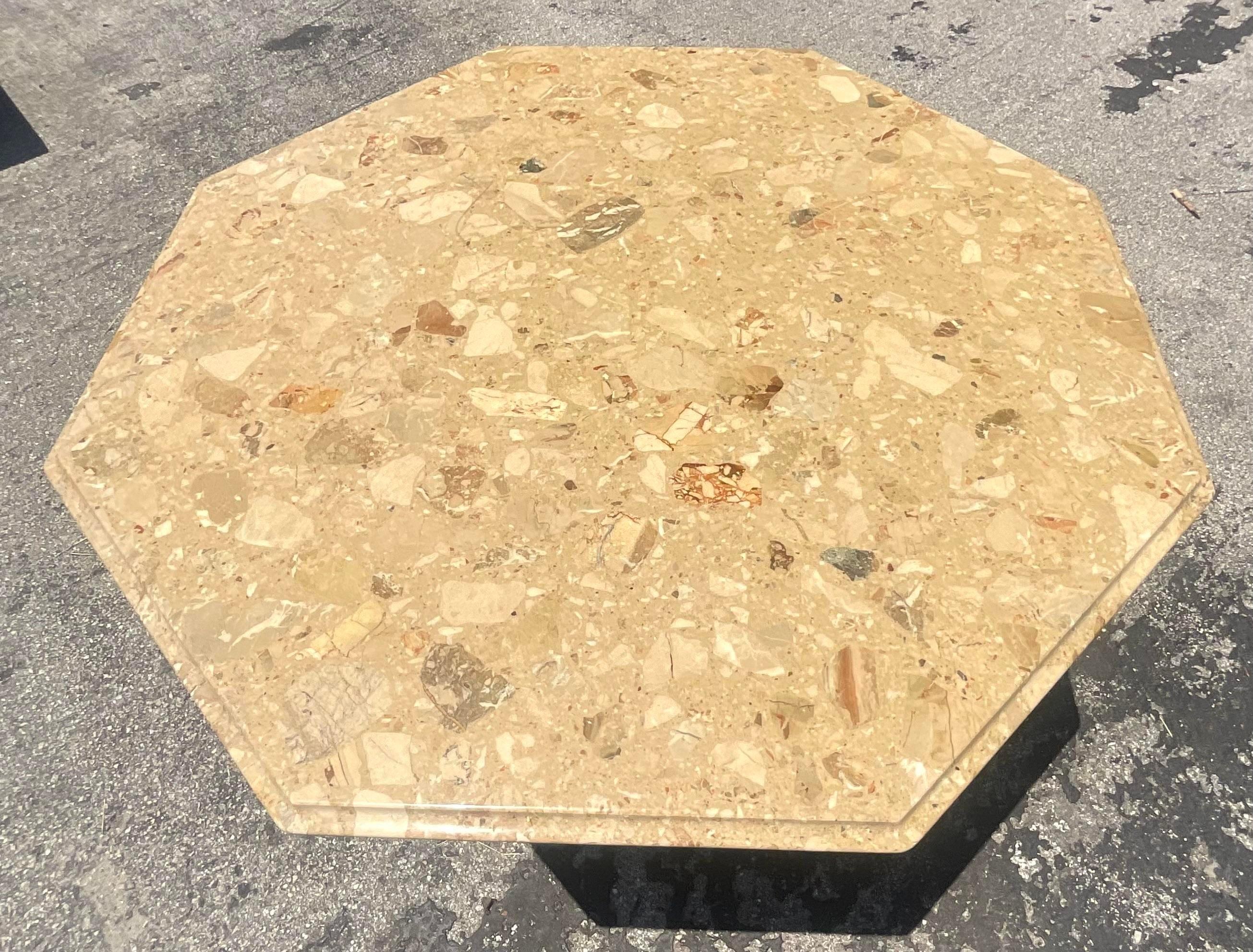 Late 20th Century Vintage Italian Octagon Stone Dining Table In Good Condition For Sale In west palm beach, FL