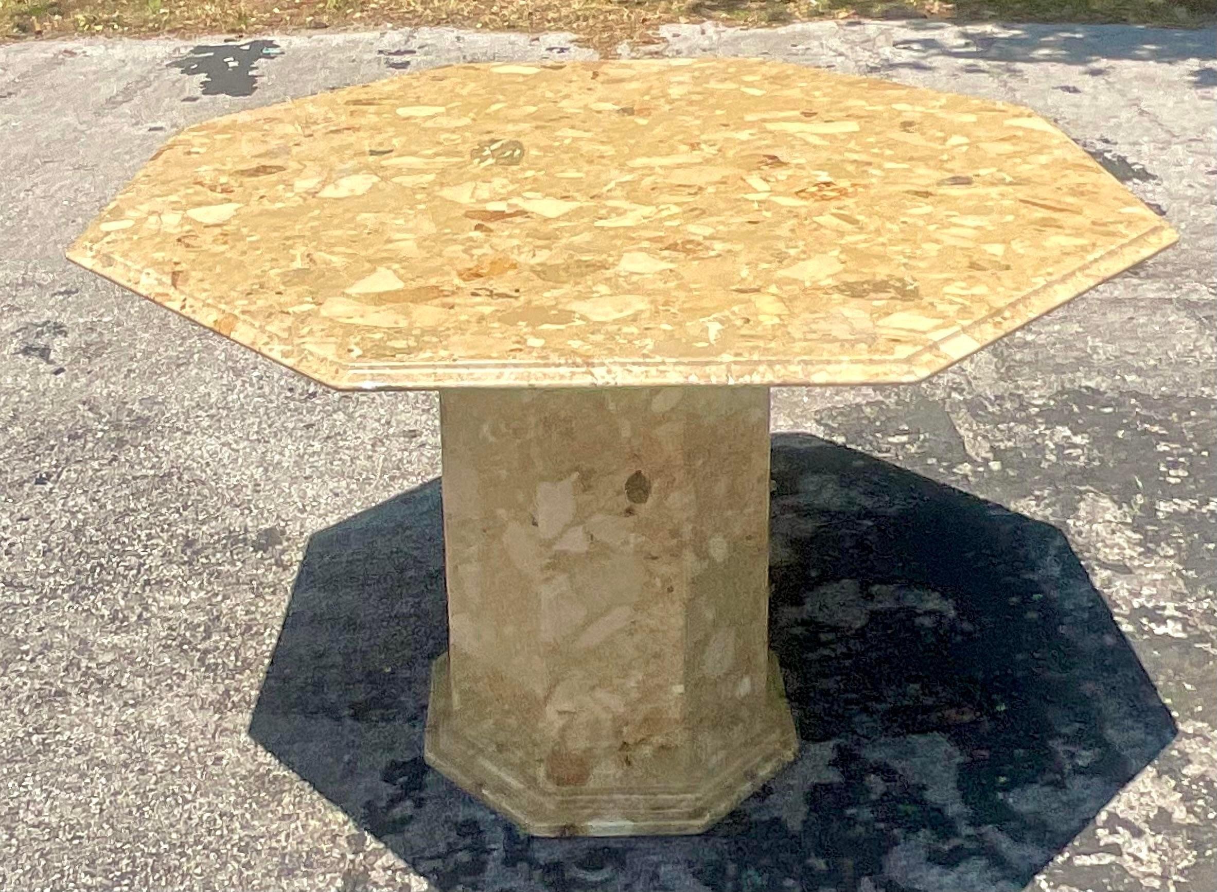 Late 20th Century Vintage Italian Octagon Stone Dining Table For Sale 1