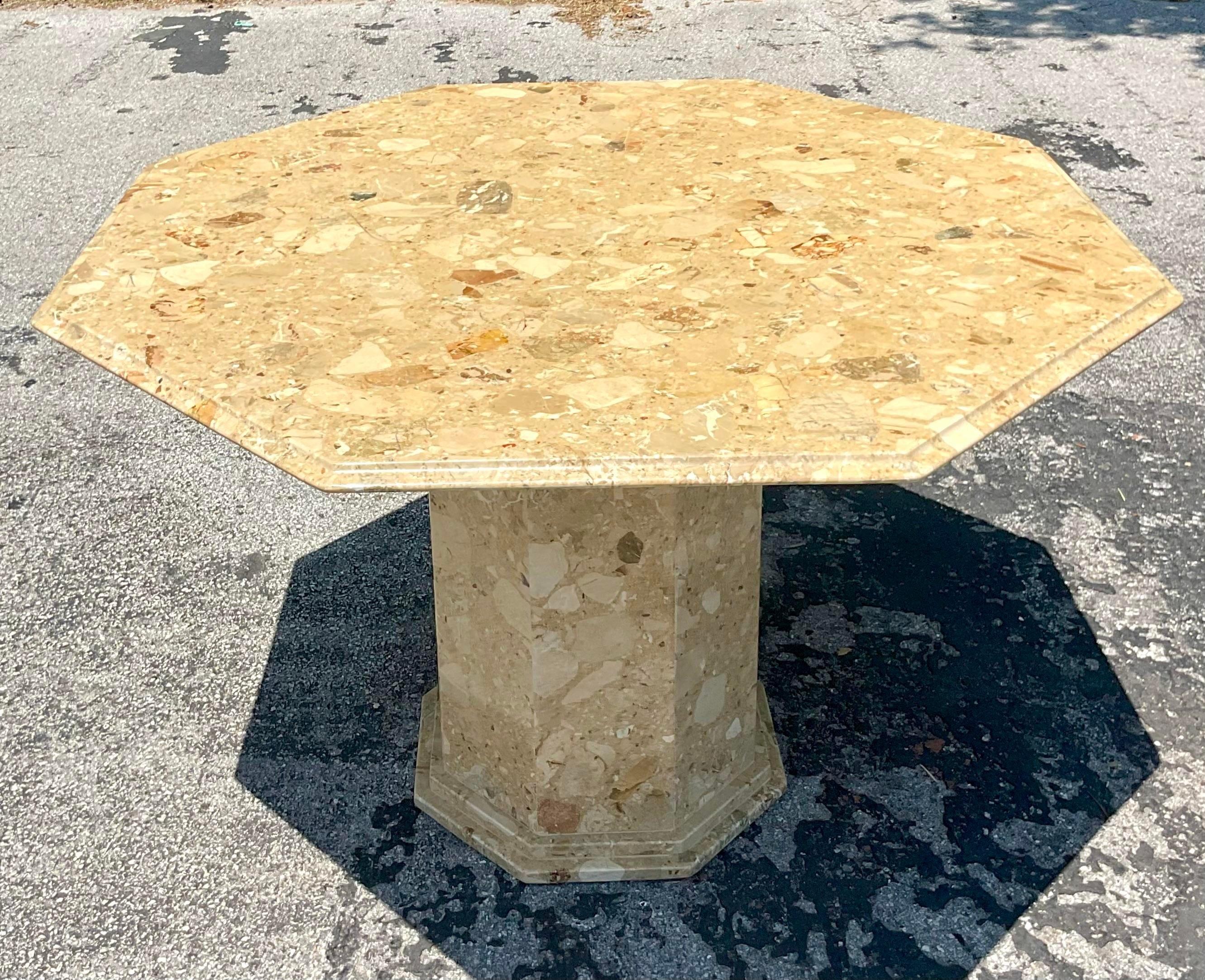 Late 20th Century Vintage Italian Octagon Stone Dining Table For Sale 1