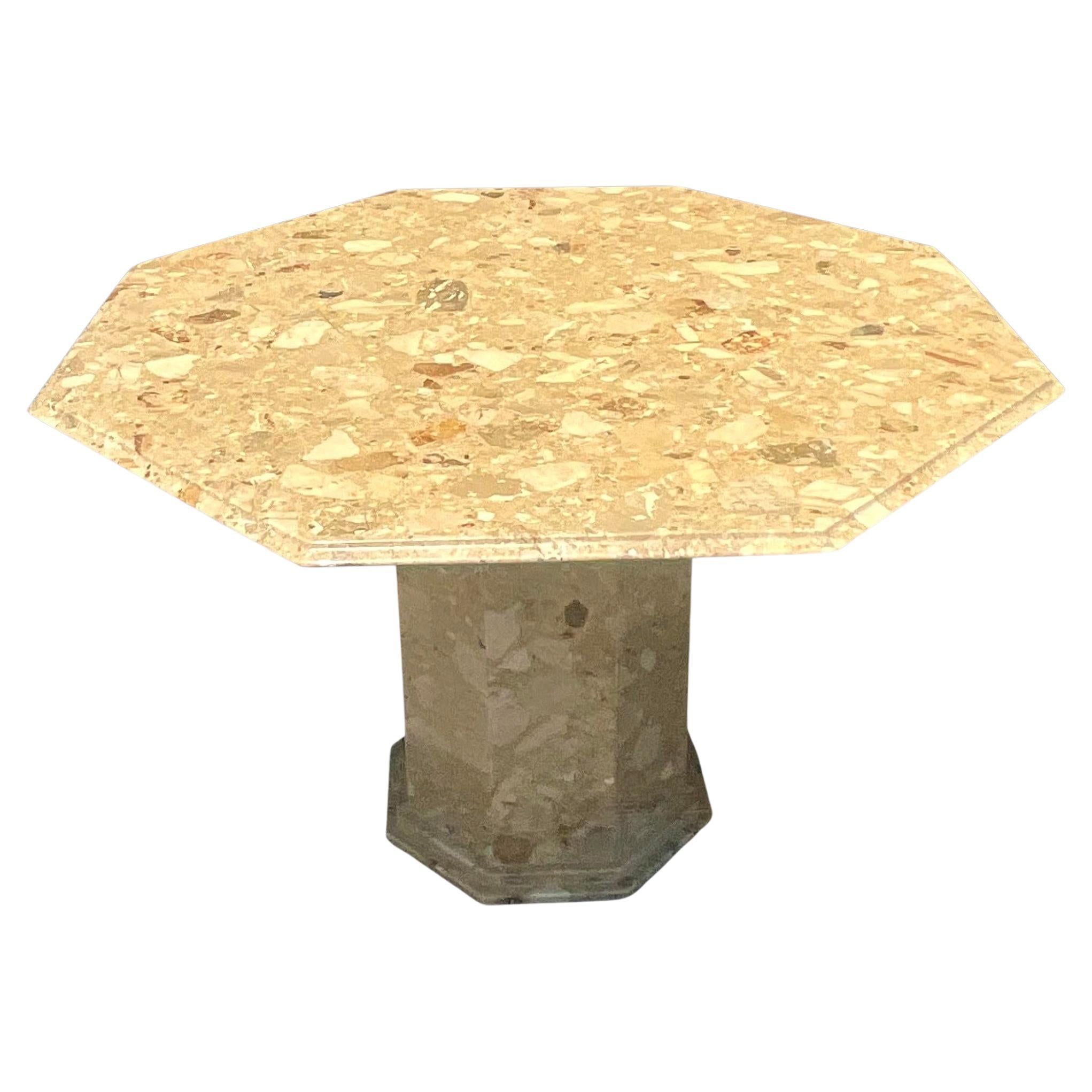 Late 20th Century Vintage Italian Octagon Stone Dining Table For Sale