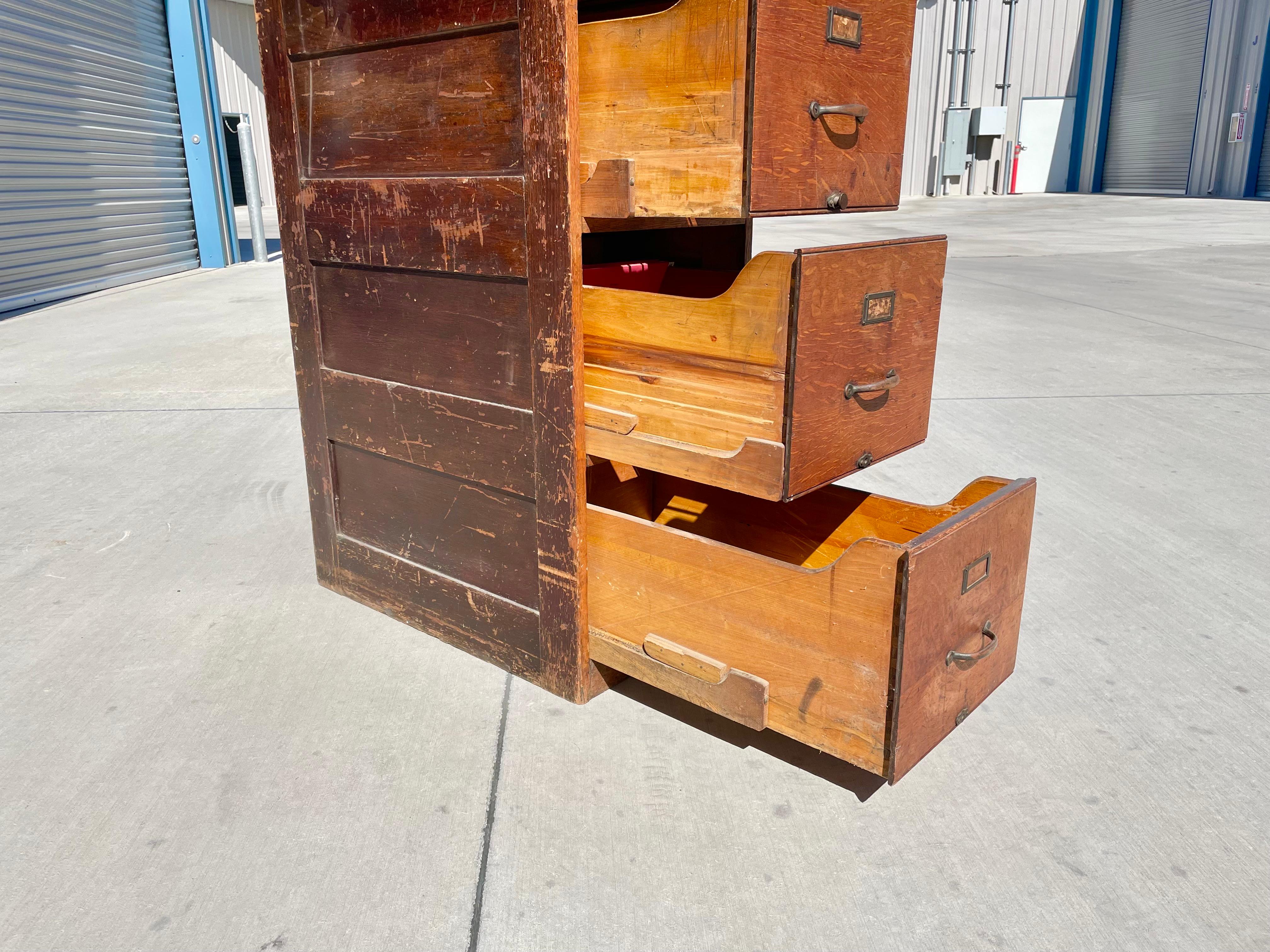 old wood file cabinet