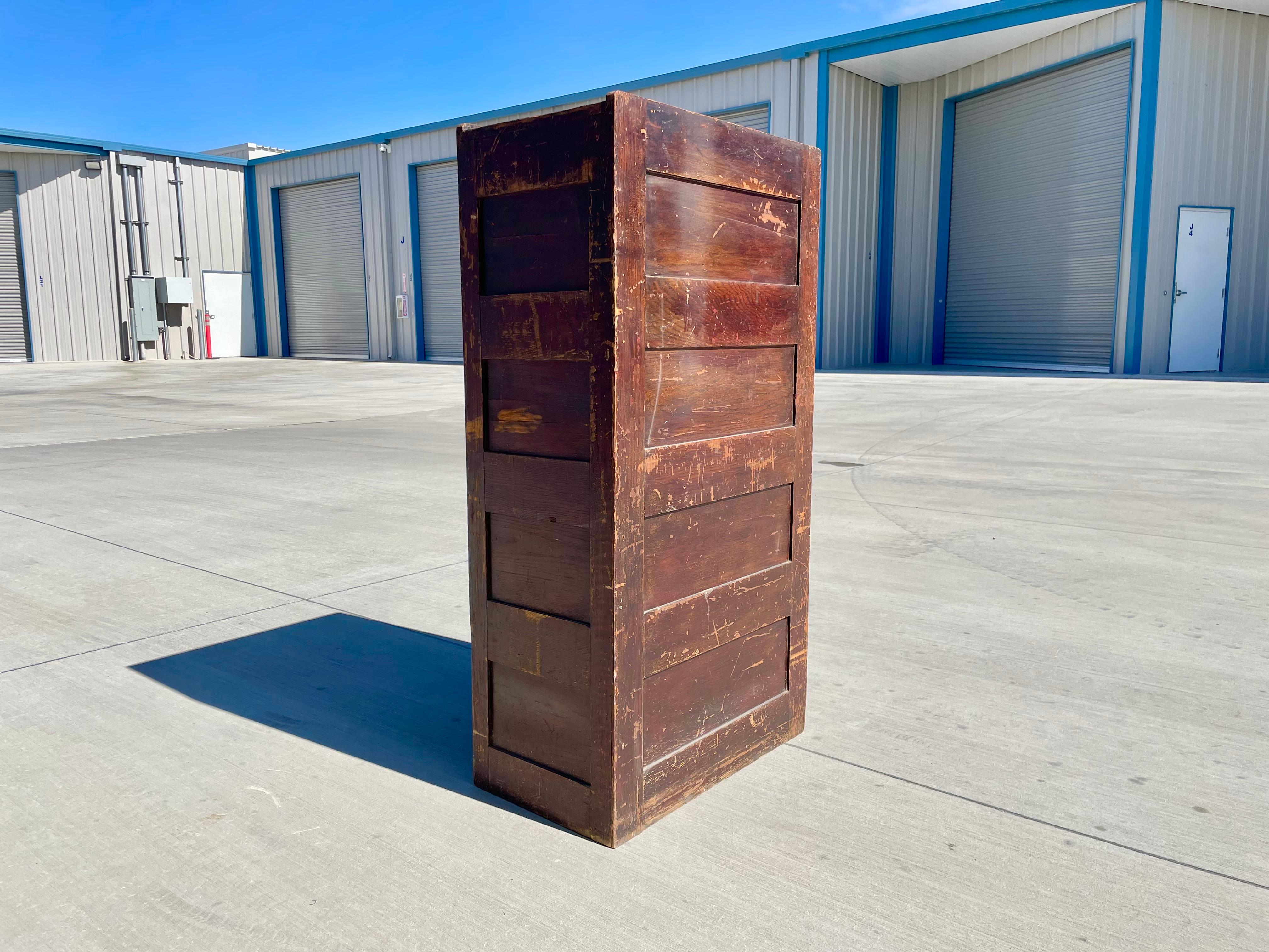 Late 20th Century Vintage Oak Office File Cabinet In Good Condition In North Hollywood, CA