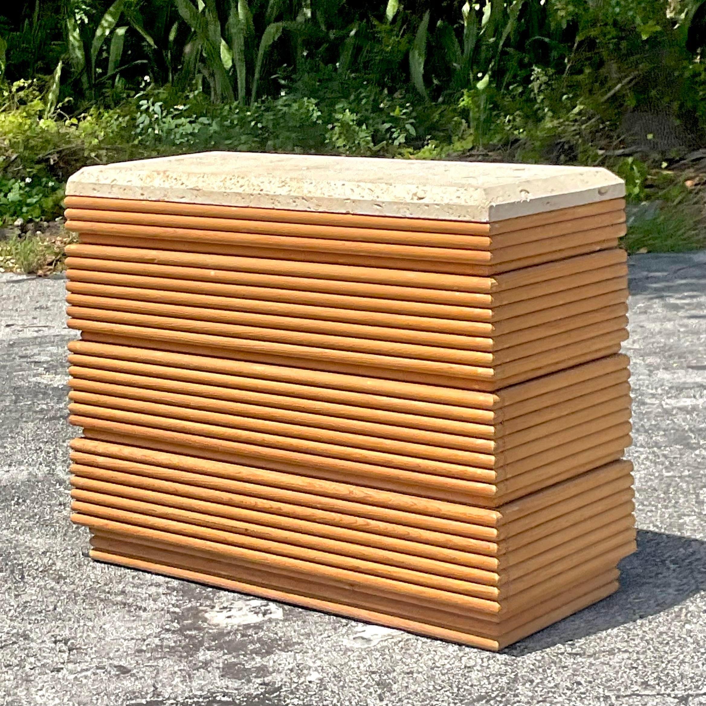 Post-Modern Late 20th Century Vintage Postmodern Ribbed Chest of Drawers For Sale