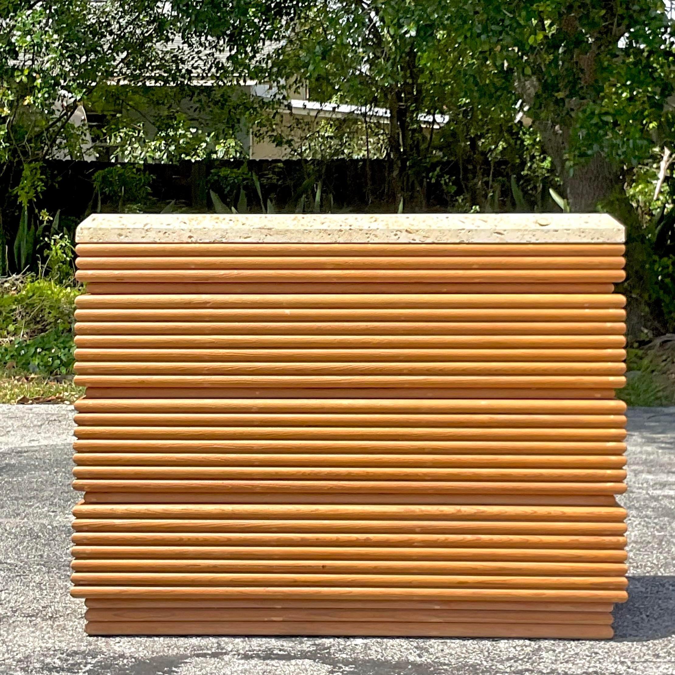 Late 20th Century Vintage Postmodern Ribbed Chest of Drawers In Good Condition For Sale In west palm beach, FL