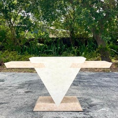 Late 20th Century Vintage Postmodern Tessellated Stone Console Table
