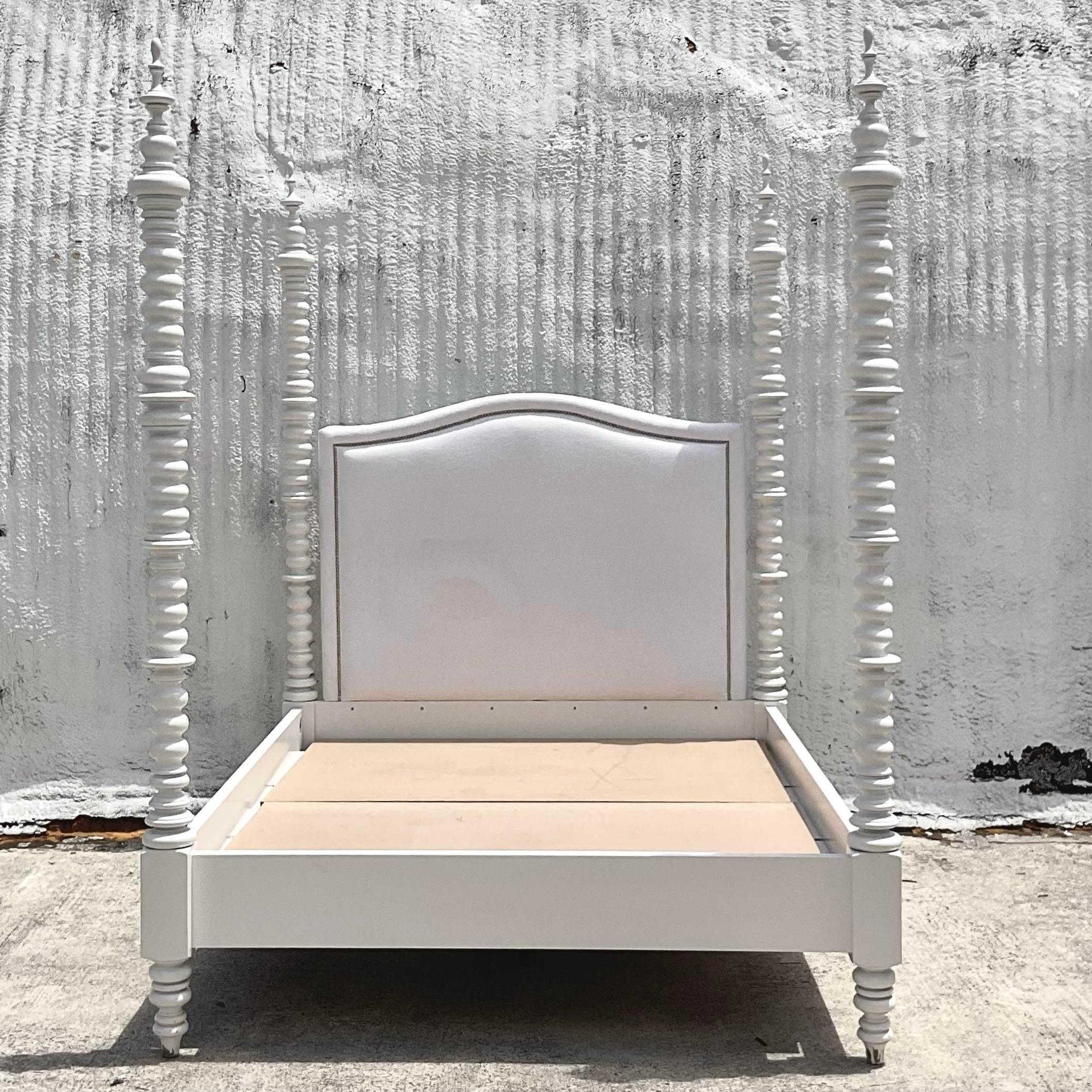 Late 20th Century Vintage Ralph Lauren Home “Illora” Queen Poster Bed In Good Condition For Sale In west palm beach, FL