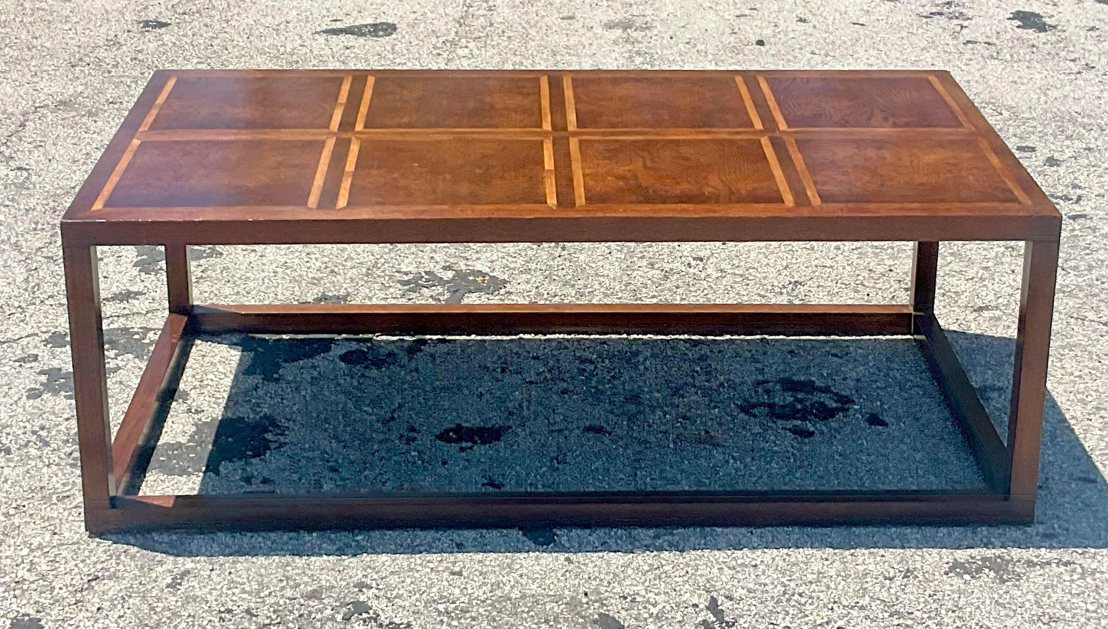 Late 20th Century Vintage Regency Baker Grid Coffee Table In Good Condition For Sale In west palm beach, FL
