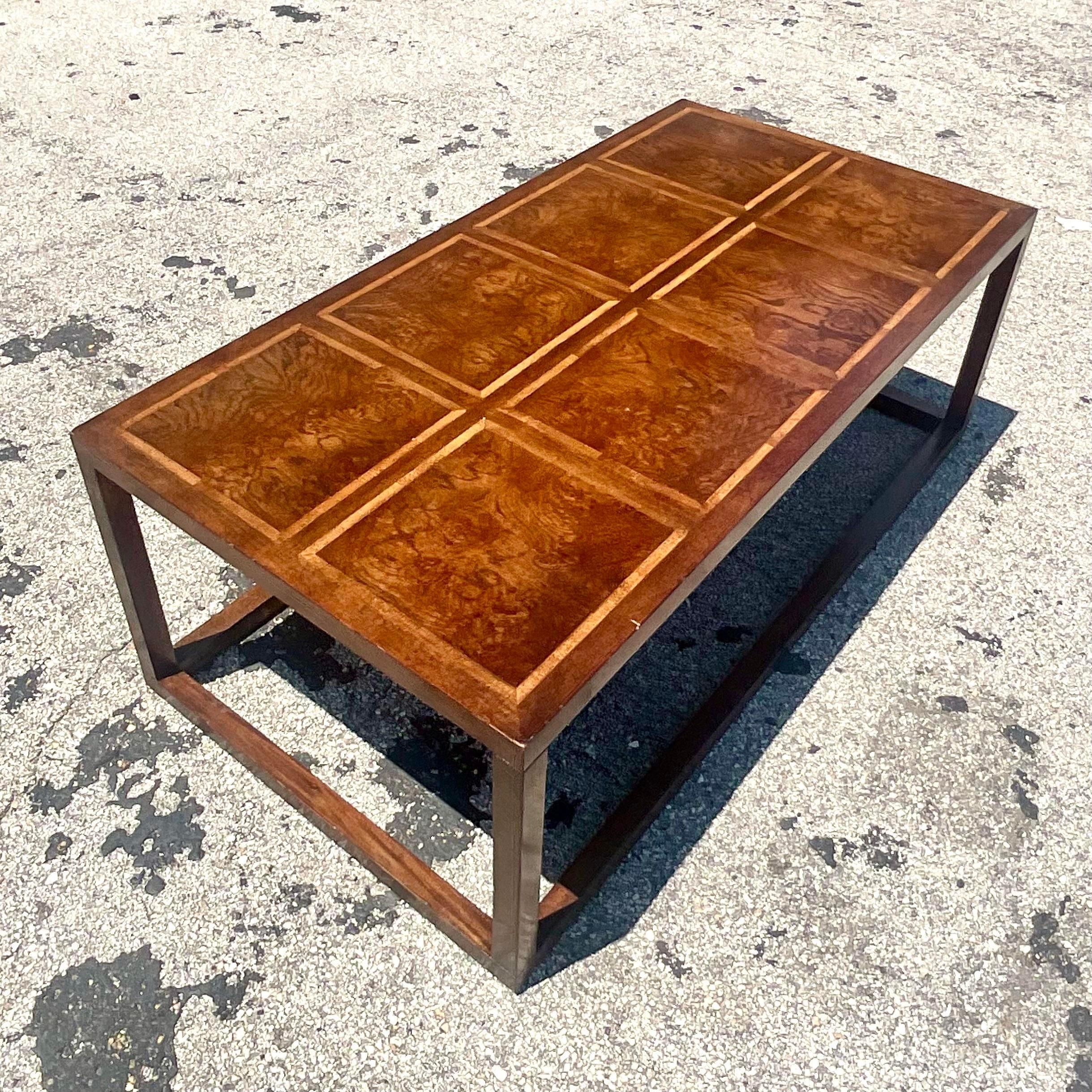 Wood Late 20th Century Vintage Regency Baker Grid Coffee Table For Sale