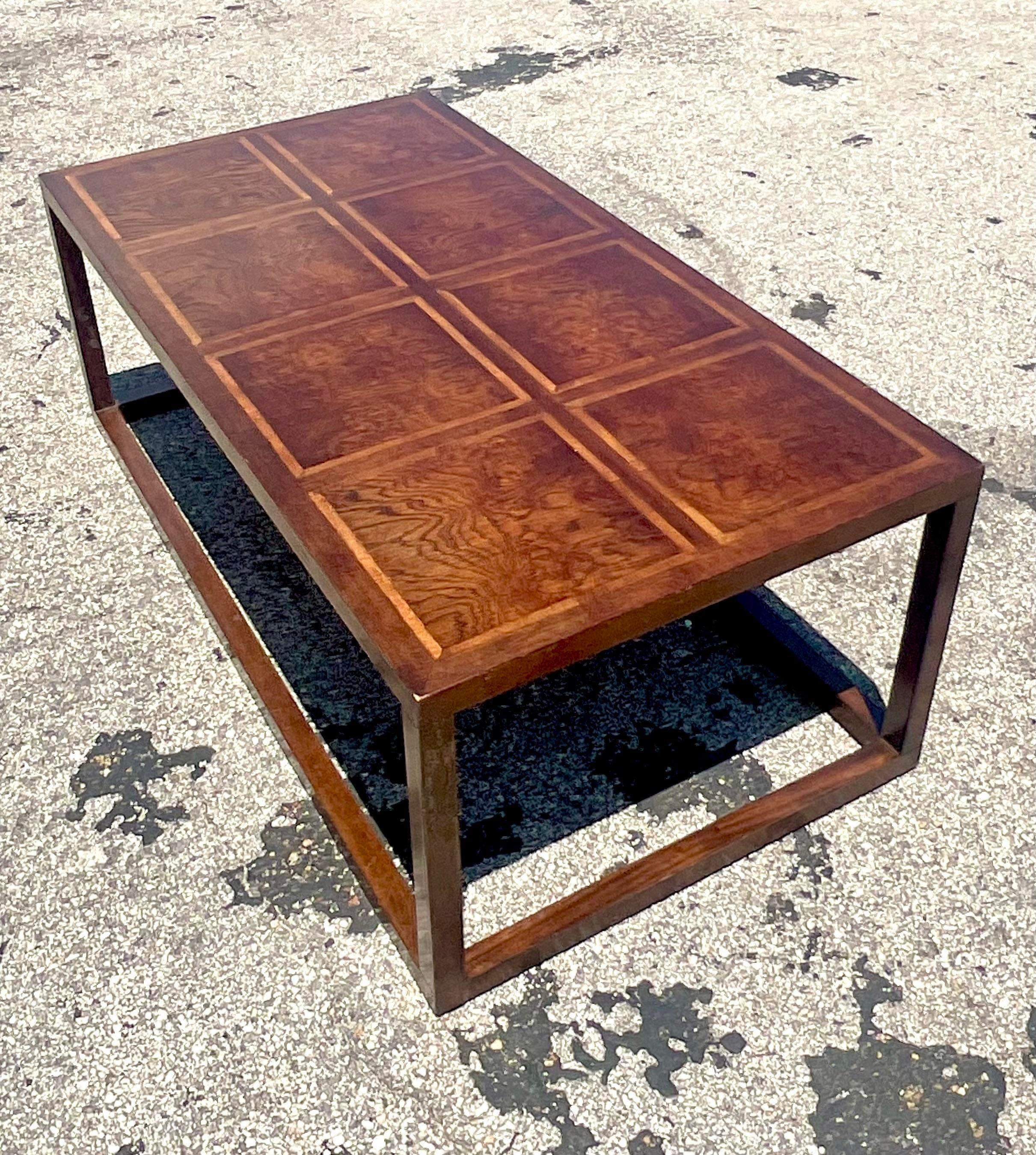 Late 20th Century Vintage Regency Baker Grid Coffee Table For Sale 3