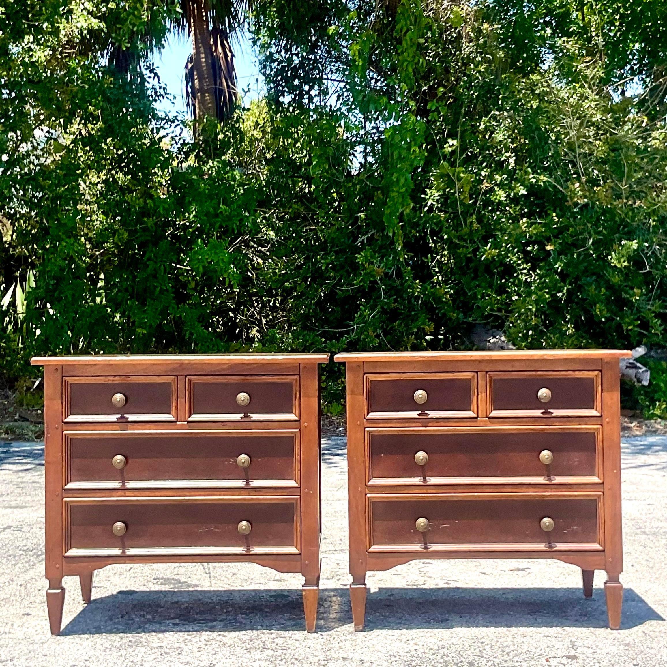 Late 20th Century Vintage Regency Baker Milling Road Nightstands - a Pair For Sale 1