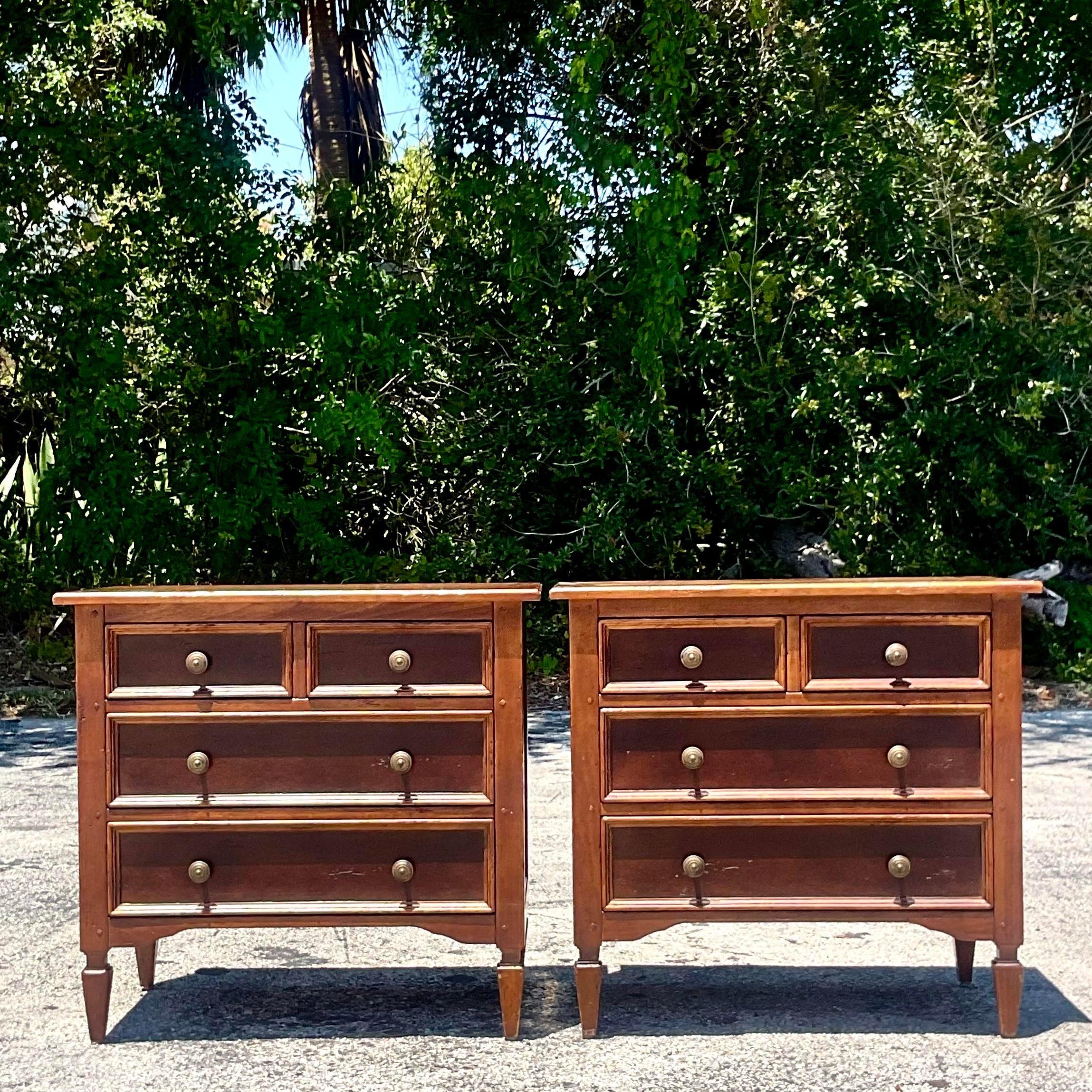Late 20th Century Vintage Regency Baker Milling Road Nightstands - a Pair 2