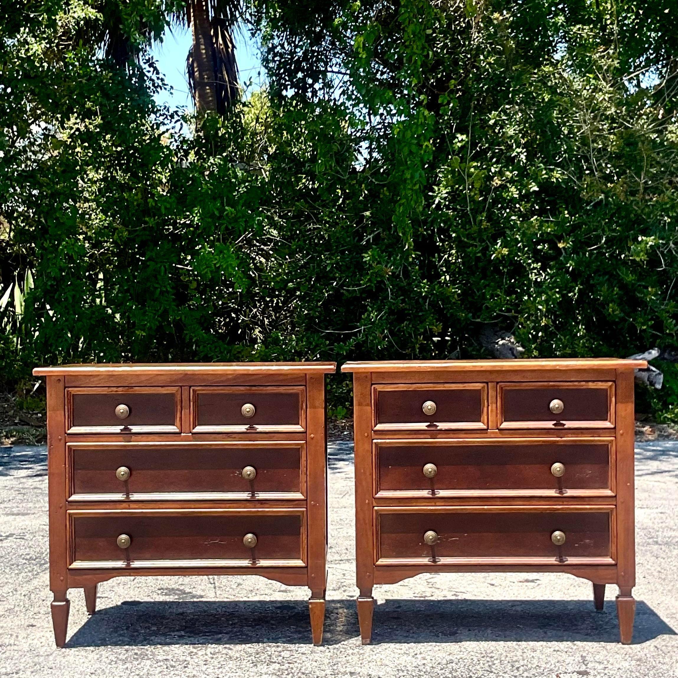 Late 20th Century Vintage Regency Baker Milling Road Nightstands - a Pair For Sale 2