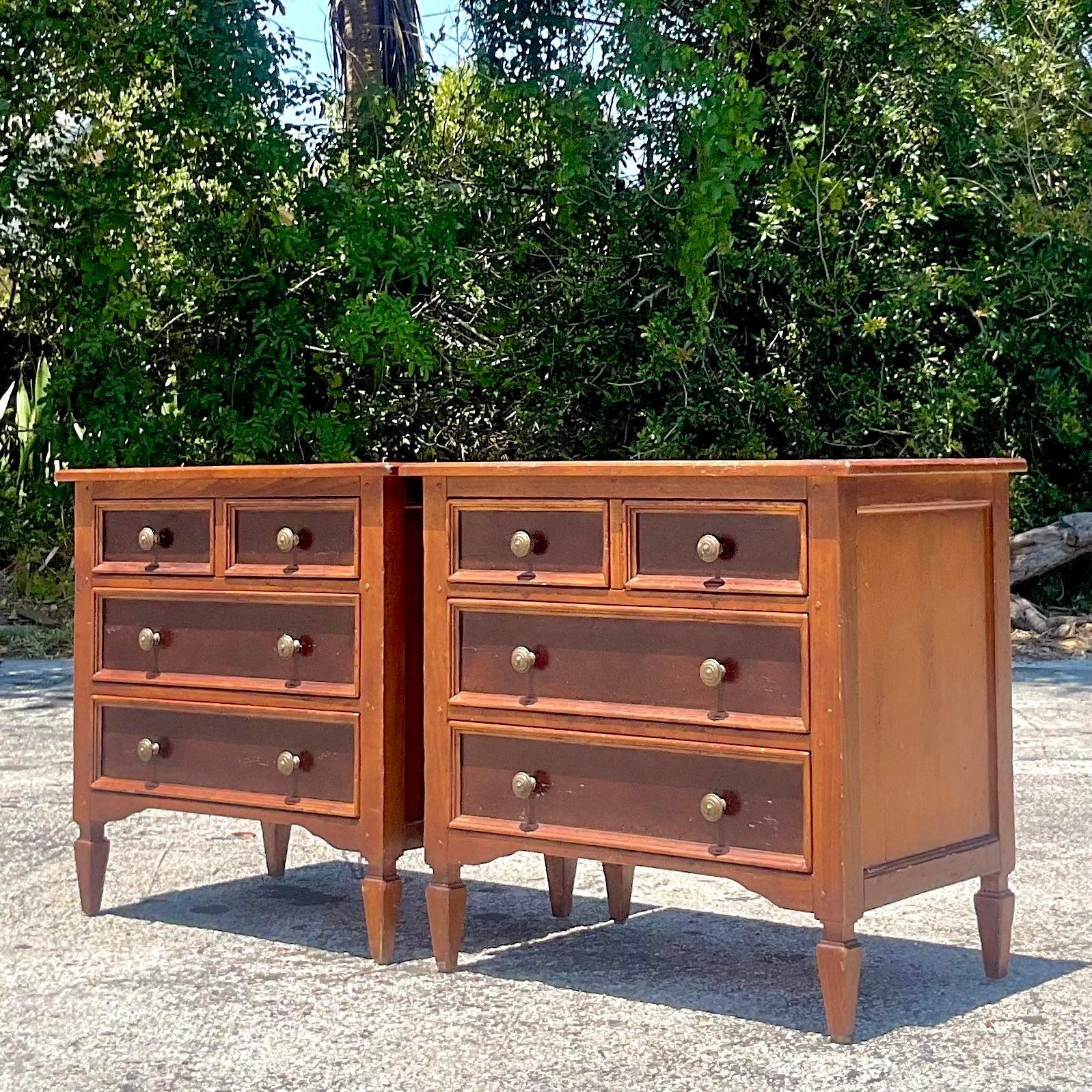 Late 20th Century Vintage Regency Baker Milling Road Nightstands - a Pair 3