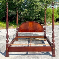Late 20th Century Vintage Regency Bernhardt Flame Mahogany King Four Poster Bed