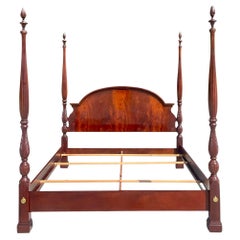 Late 20th Century Vintage Regency Bernhardt Flame Mahogany King Four Poster Bed
