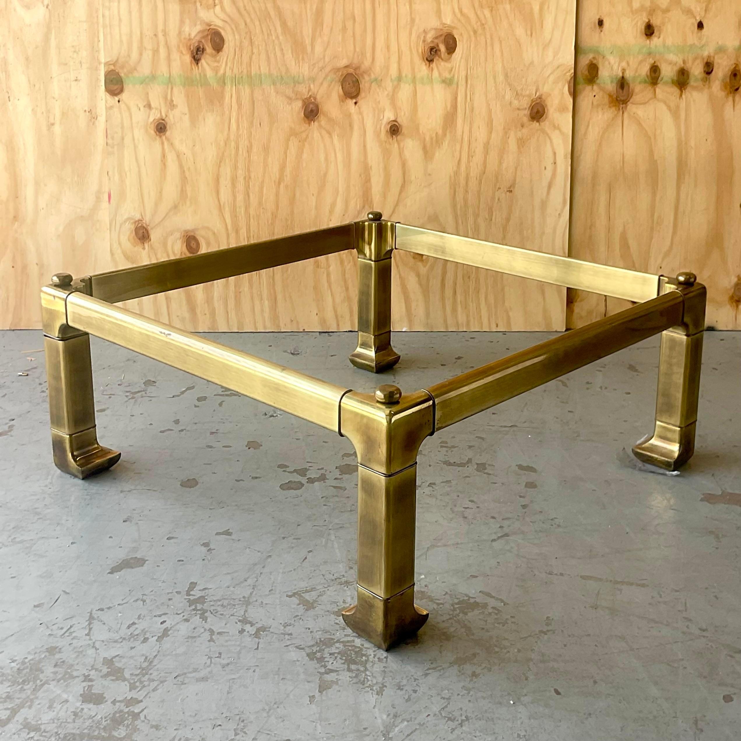 Late 20th Century Vintage Regency Brass Coffee Table After Mastercraft In Good Condition For Sale In west palm beach, FL