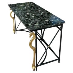 Late 20th Century Vintage Regency Brass Horse Console Table
