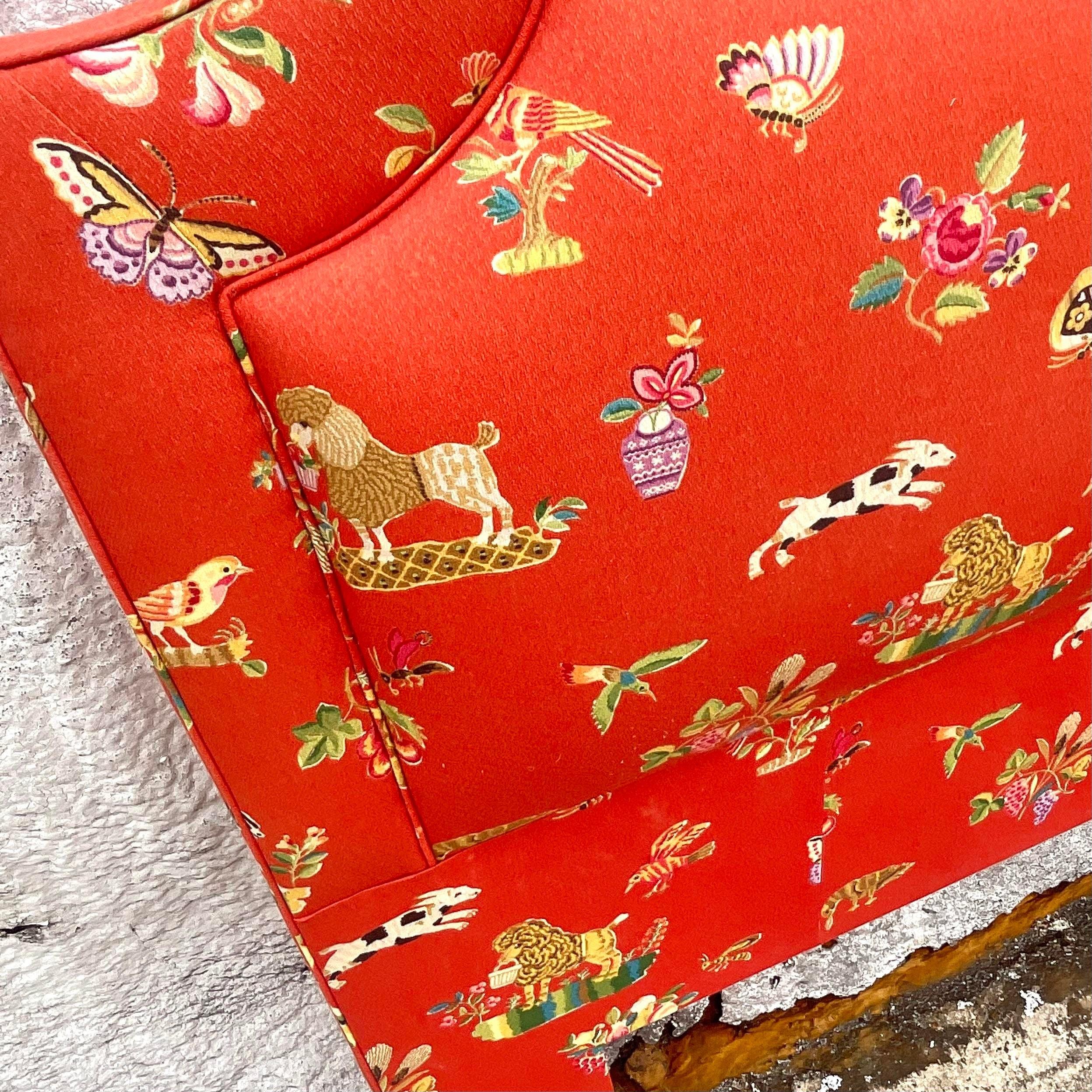 Late 20th Century Vintage Regency Brunschwig and Fils “Animalia” Full Headboard For Sale 4