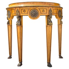 Late 20th Century Vintage Regency Burl and Ormolu Demilune Console Table