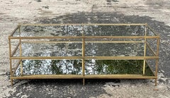 Late 20th Century Vintage Regency Burnished Brass Tri Level Coffee Table