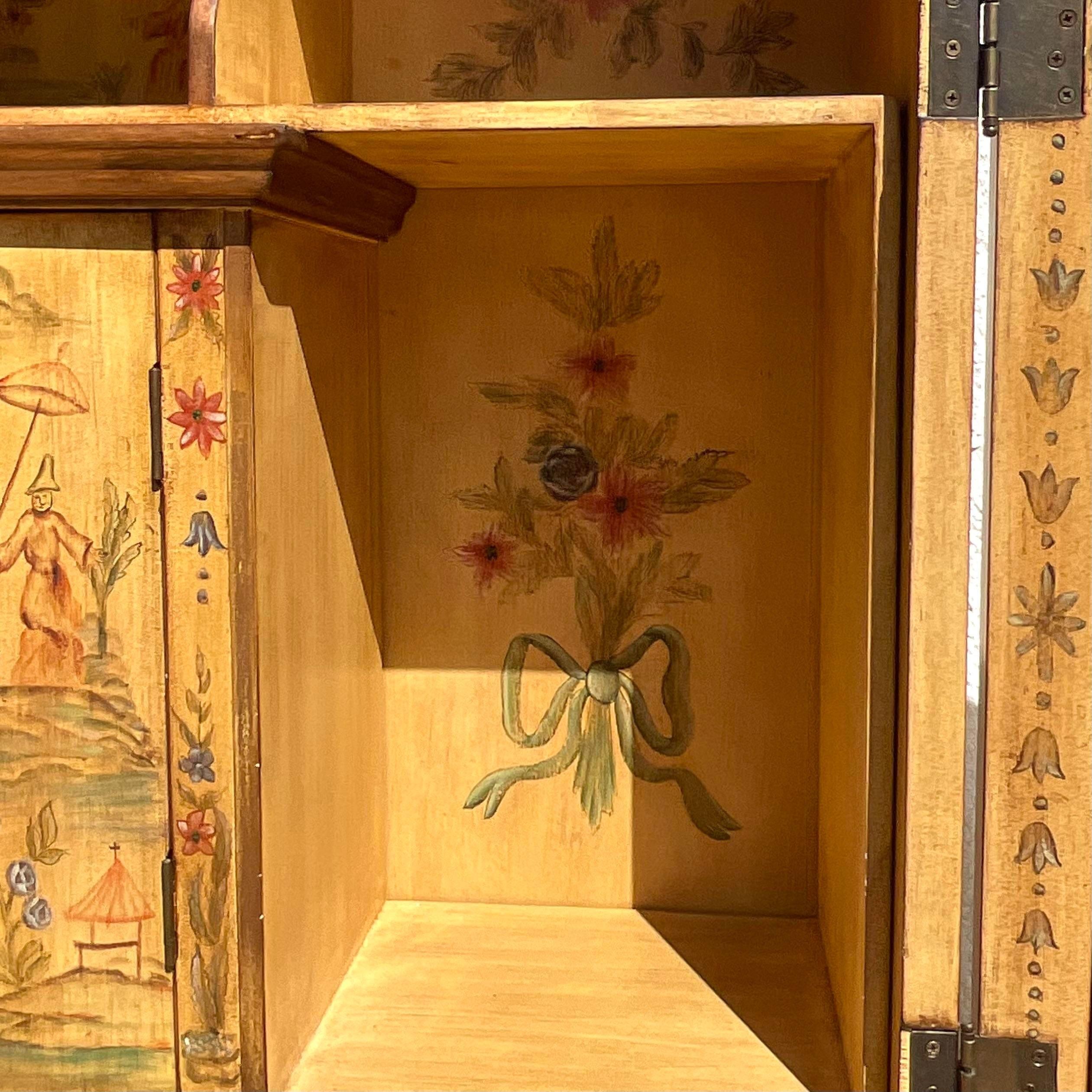 Chinoiseries Fin du 20ème siècle Vintage Regency Chinoiserie Bureau secrétaire avec miroir en vente