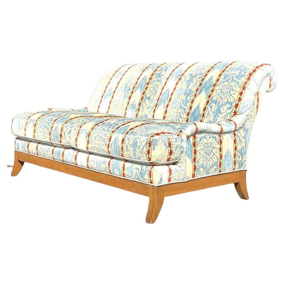 Late 20th Century Vintage Regency Custom Devore Stripe Loveseat For Sale
