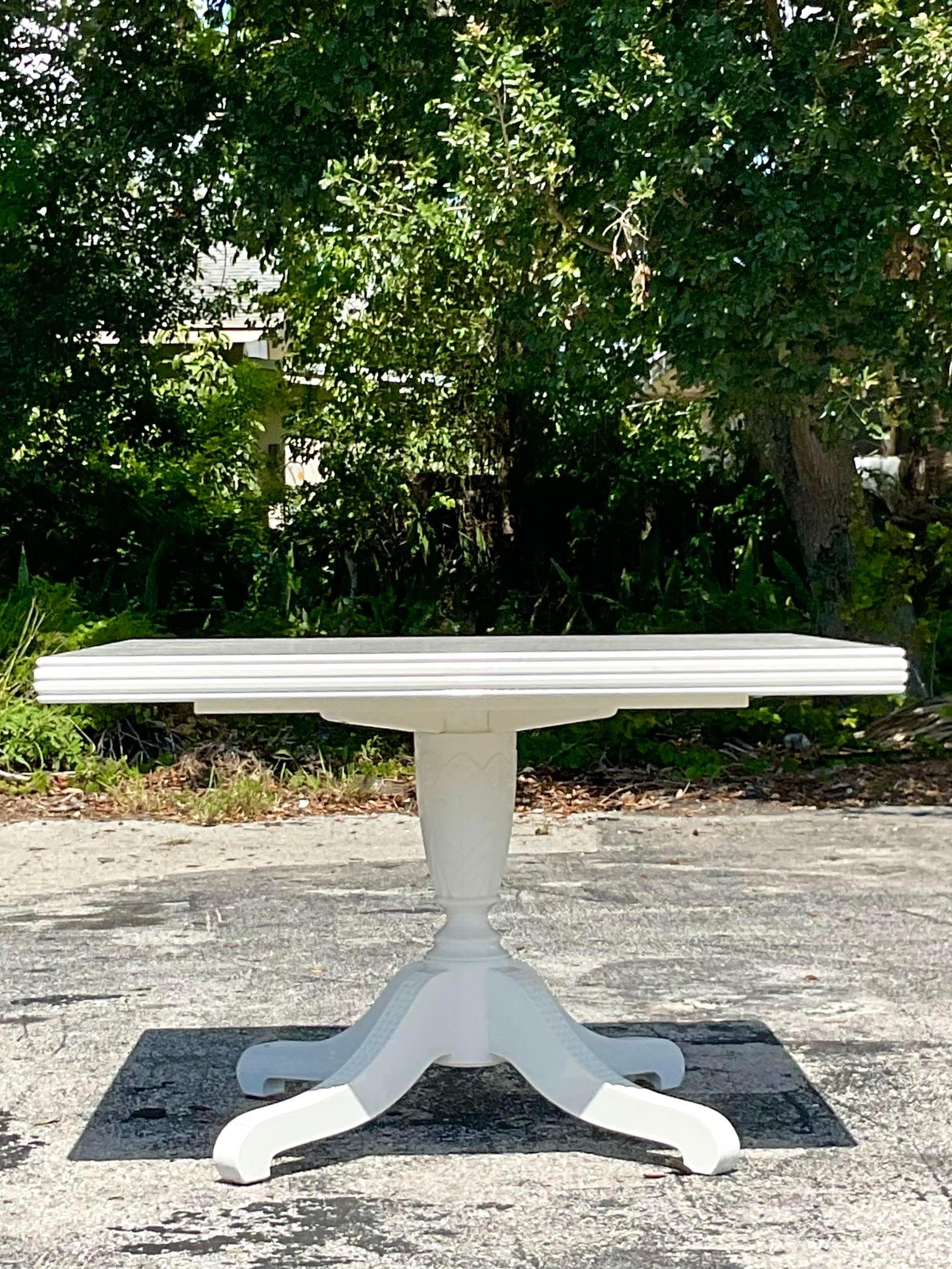 Late 20th Century Vintage Regency Duncan Phyfe Lacquered Dining Table In Good Condition In west palm beach, FL