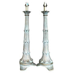 Late 20th Century Vintage Regency Florentine Plaster Table Lamps - a Pair