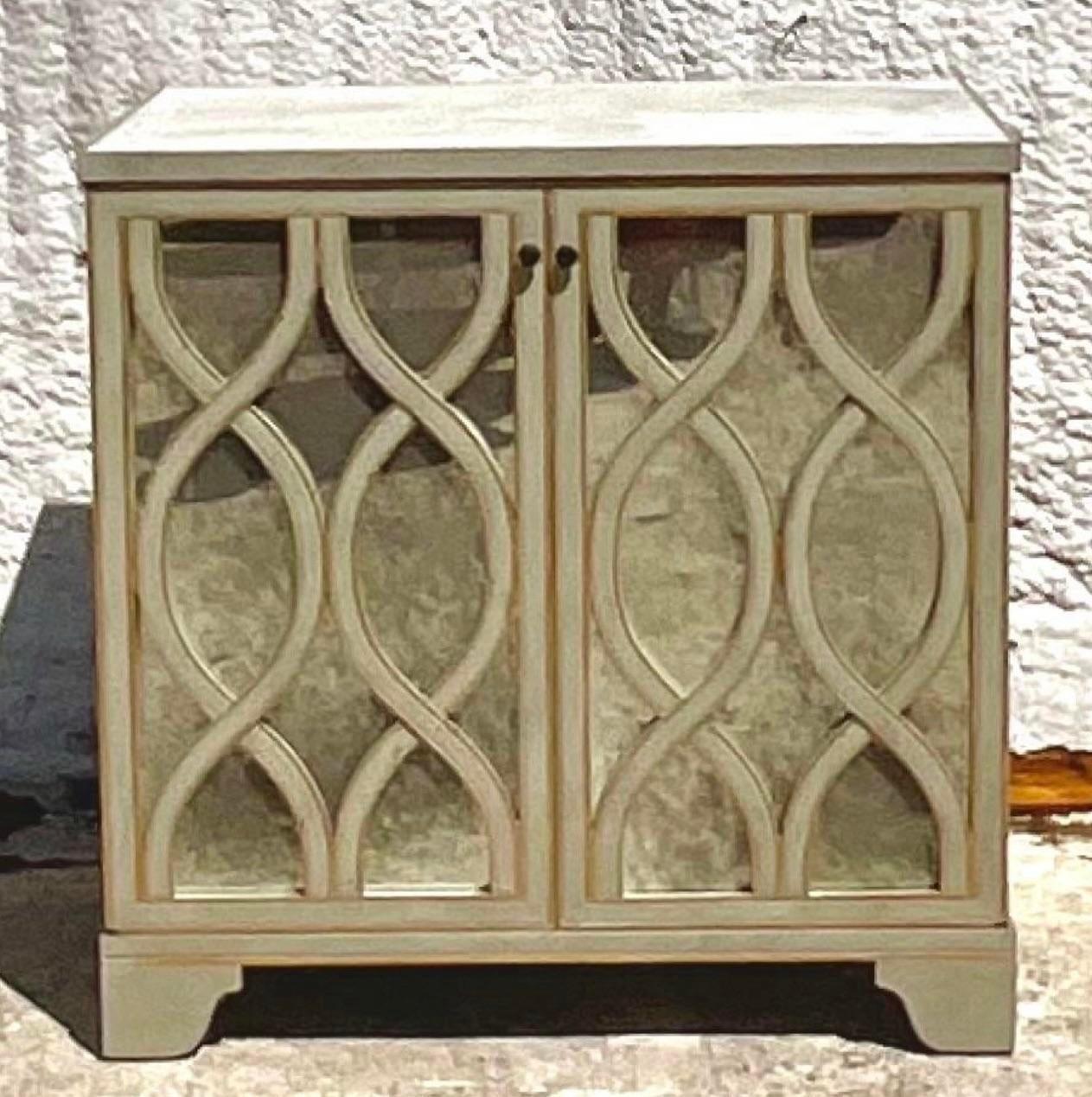 American Late 20th Century Vintage Regency Gilt Tipped Cabinet For Sale