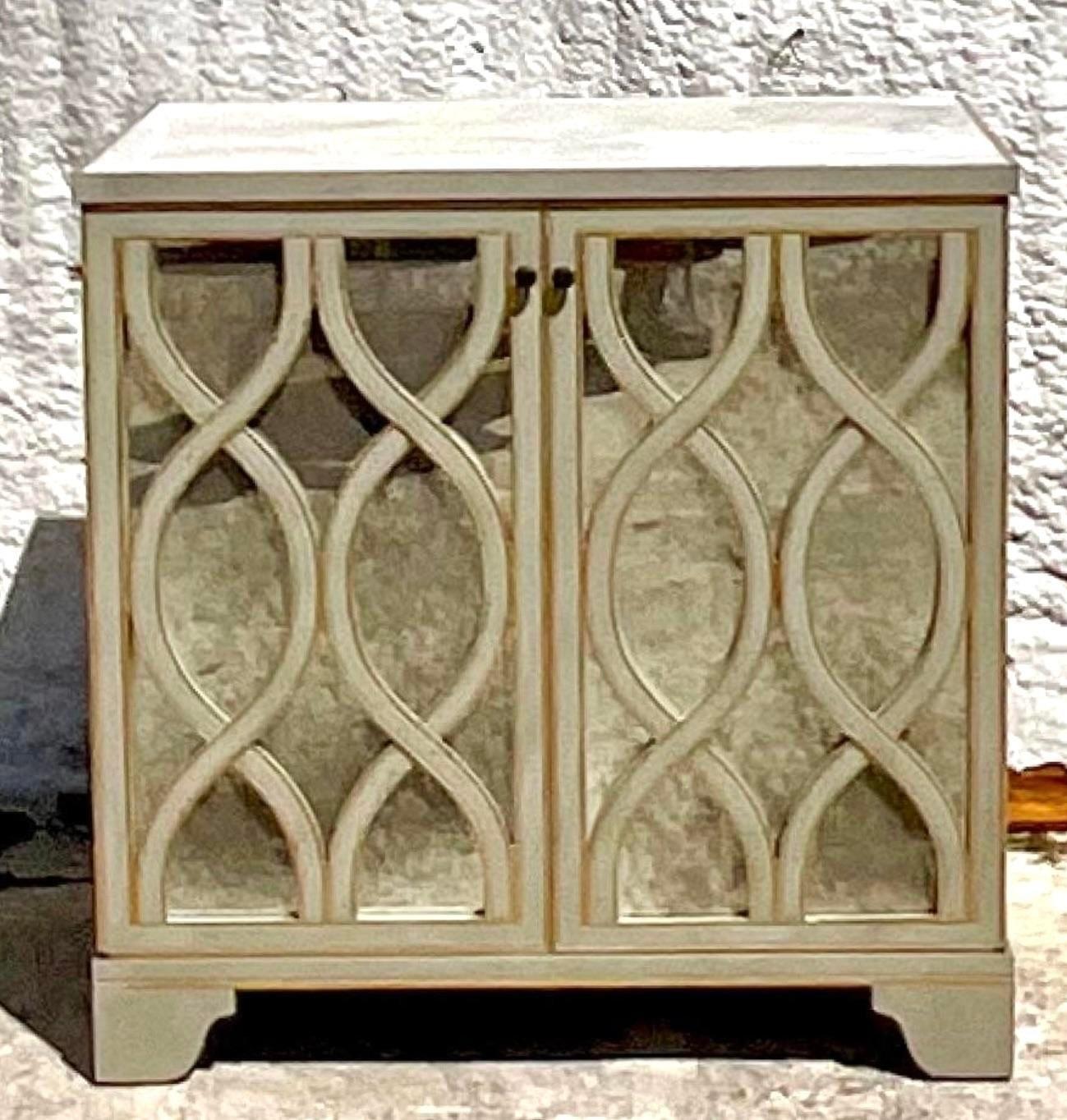 Late 20th Century Vintage Regency Gilt Tipped Cabinet In Good Condition For Sale In west palm beach, FL