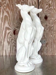 Late 20th Century Vintage Regency Glazed Ceramic Whippets - a Pair